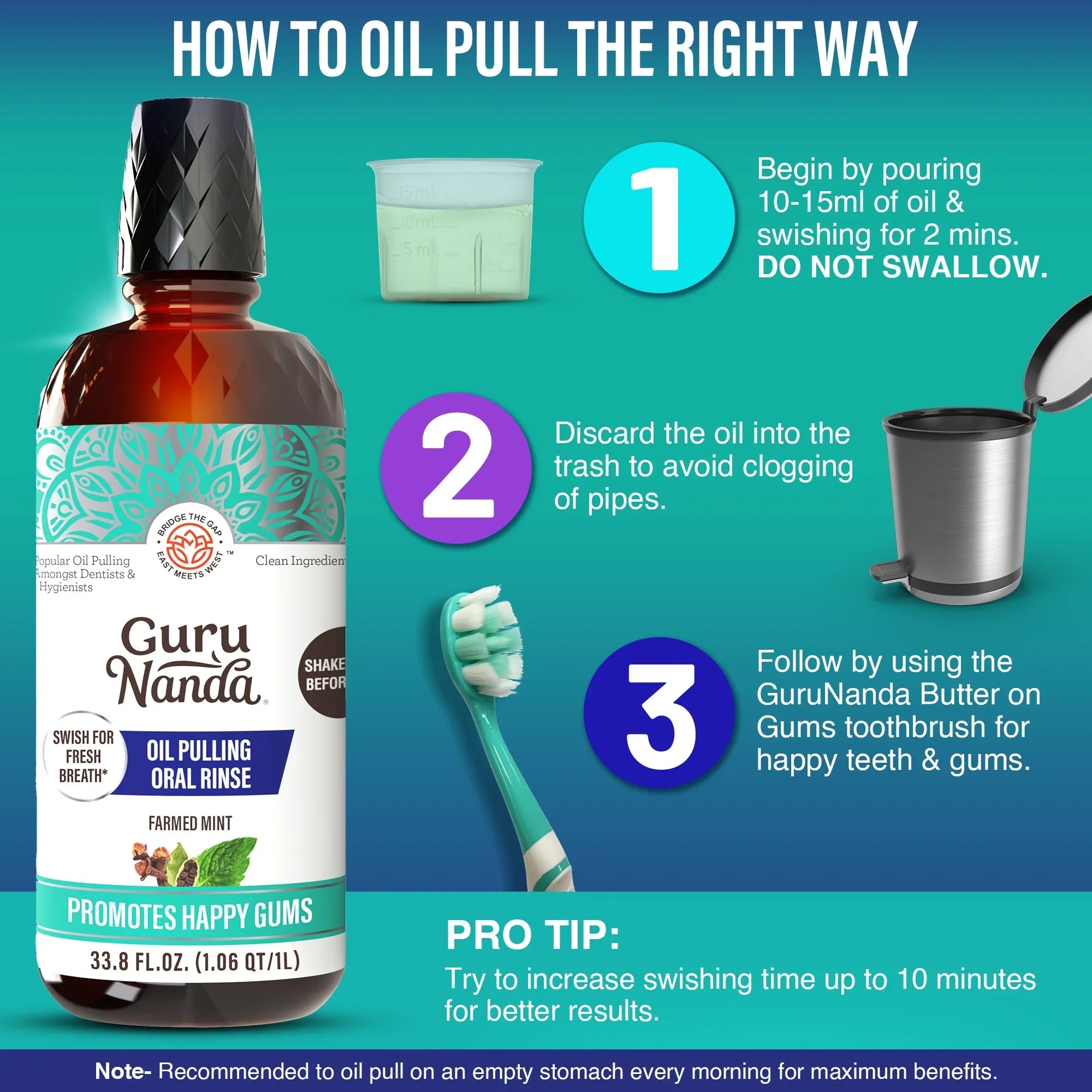 Cocomint Oil Pulling with 7 Essential Oils & Vitamins D3. E & K2
