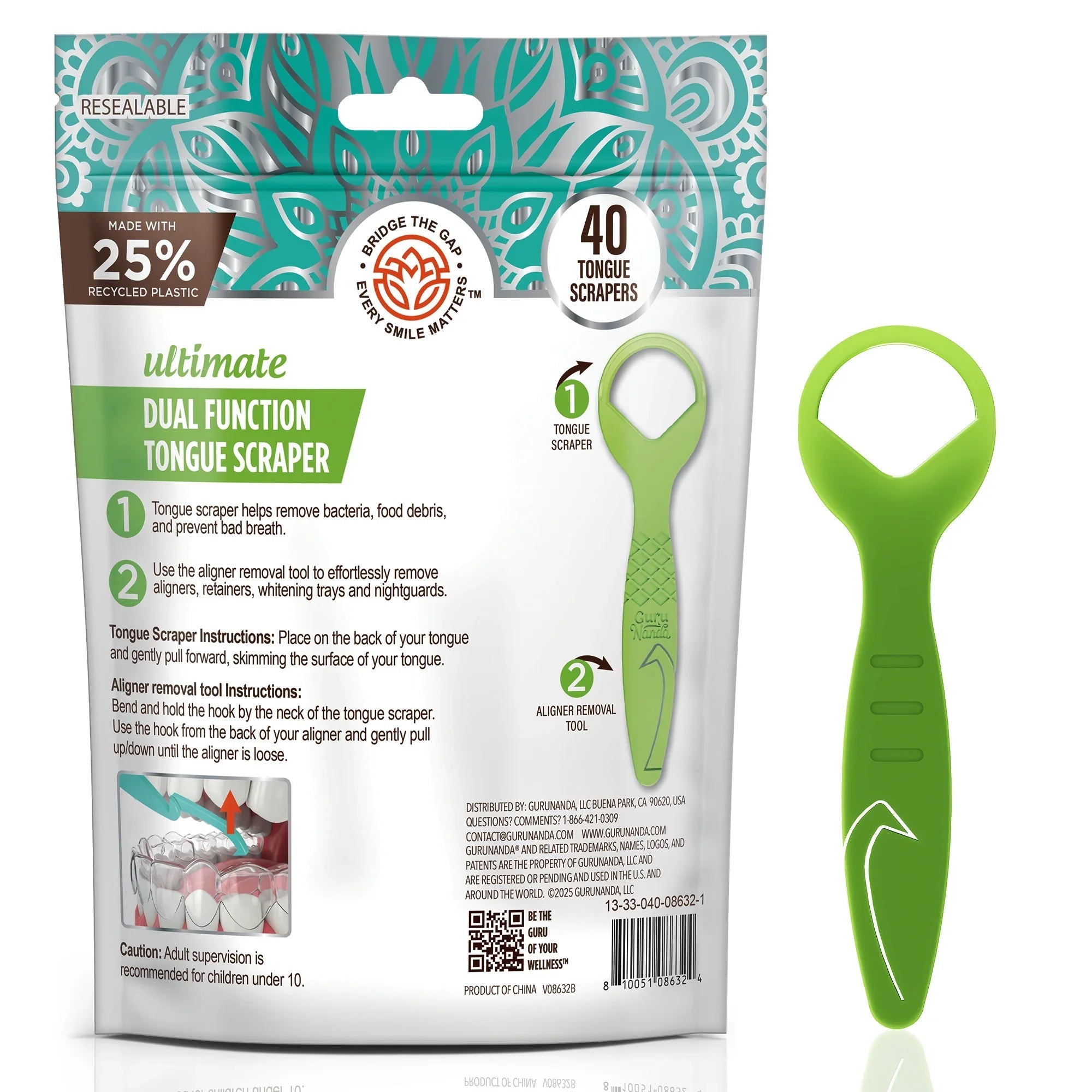 Ultimate Dual Function Tongue Scraper with Aligner Remover ¨C 40 Count