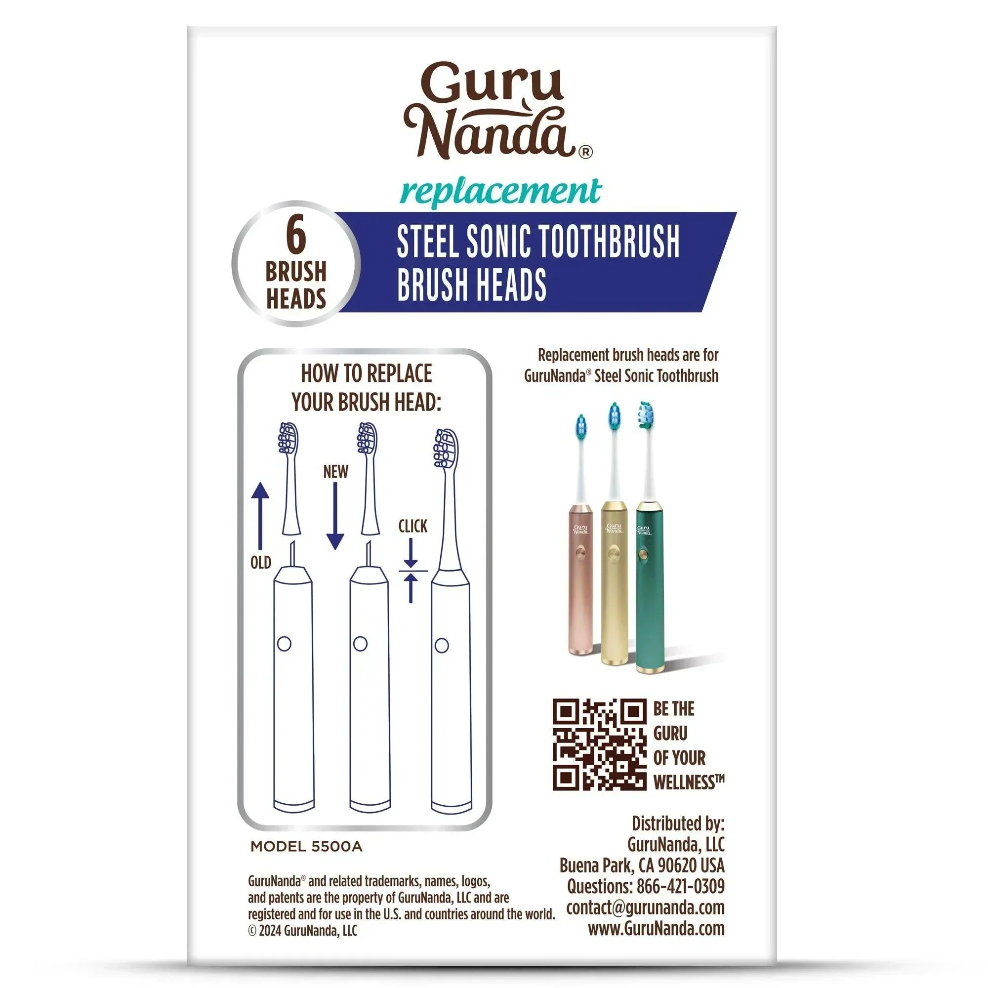 Steel Sonic Toothbrush Replacement Brush Heads ¨C 6 Pack