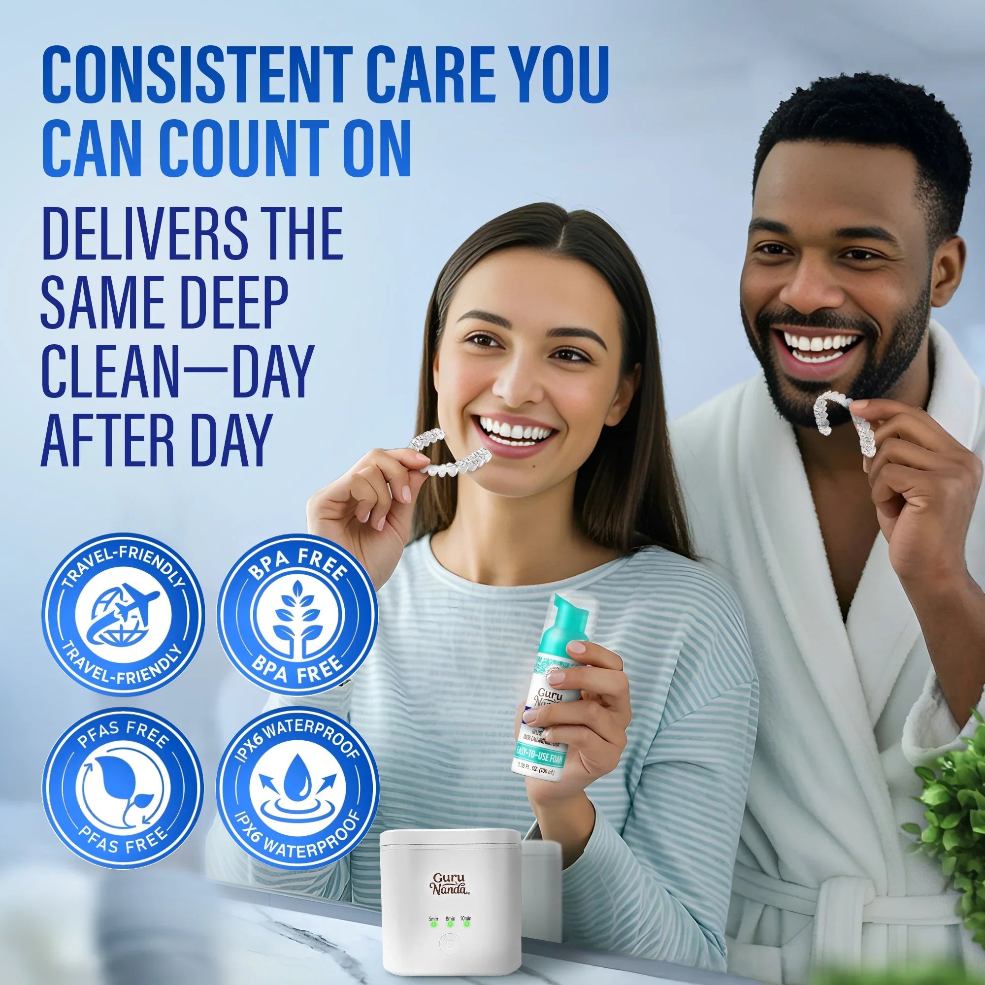 Retainer. Denture & Aligner Foam Cleaner & Cleaning Pod