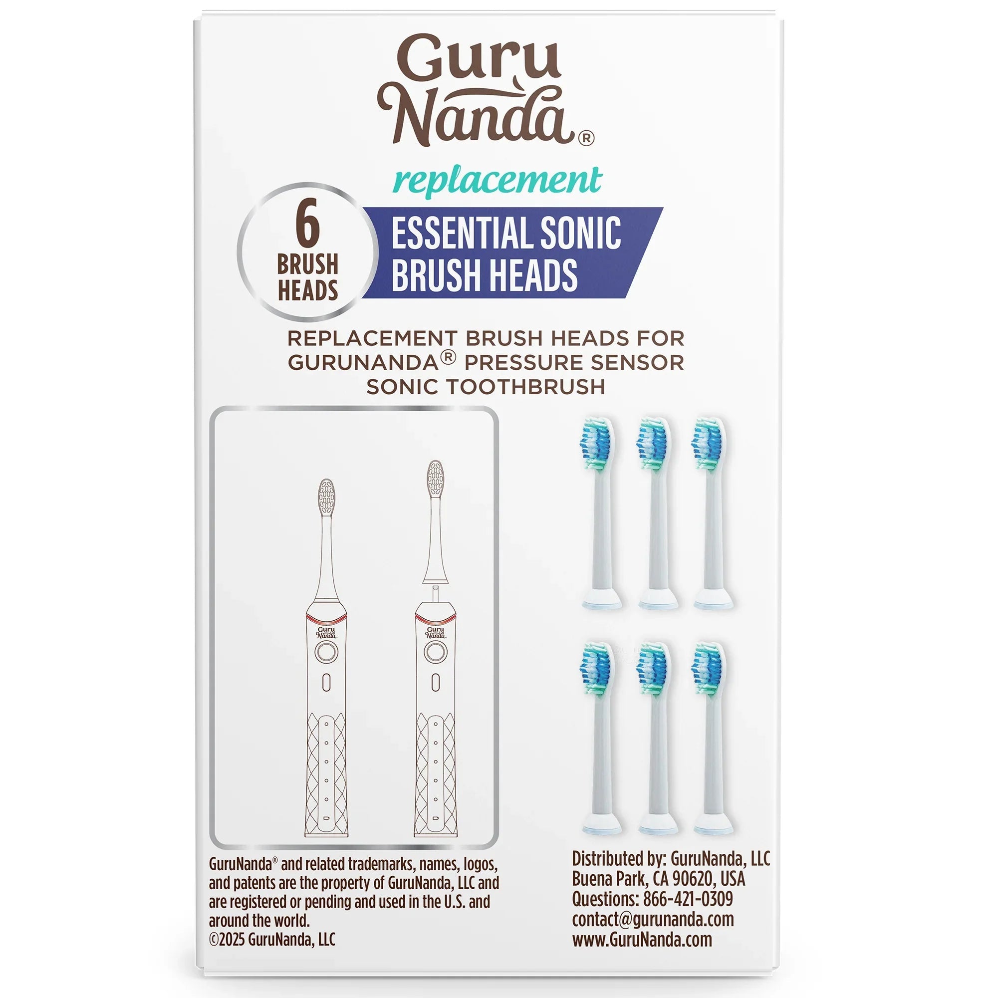 Pressure Sensor Sonic Replacement Brush Heads ¨C 6 Pack