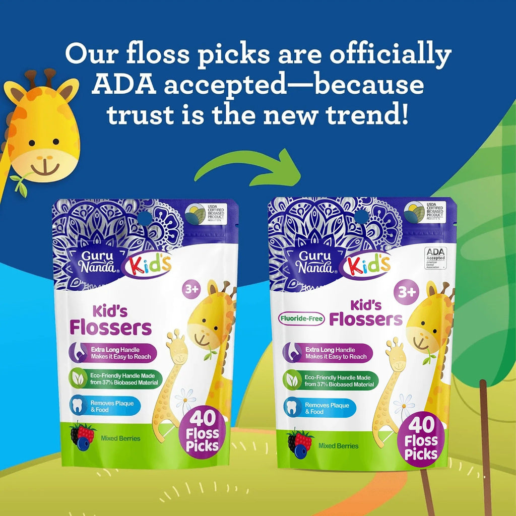 Kids' Giraffe Shaped Flossers. Fluoride-Free