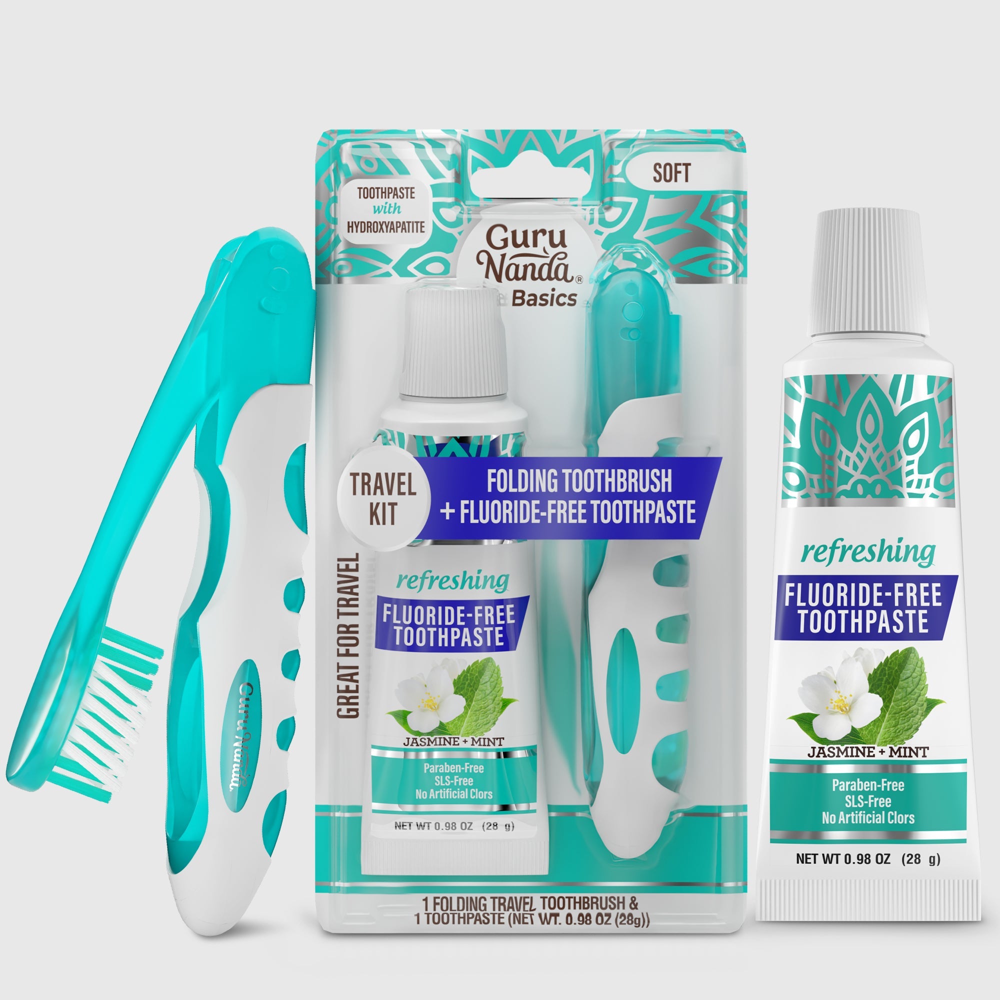 Travel Kit ¨C Folding Toothbrush & Hydroxyapatite Toothpaste. Jasmine Mint ¨C 0.98 oz
