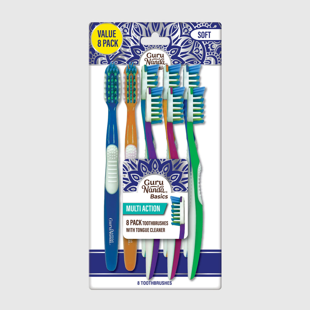 Multi-Action Toothbrush with Tongue Cleaner ¨C 8 Pack