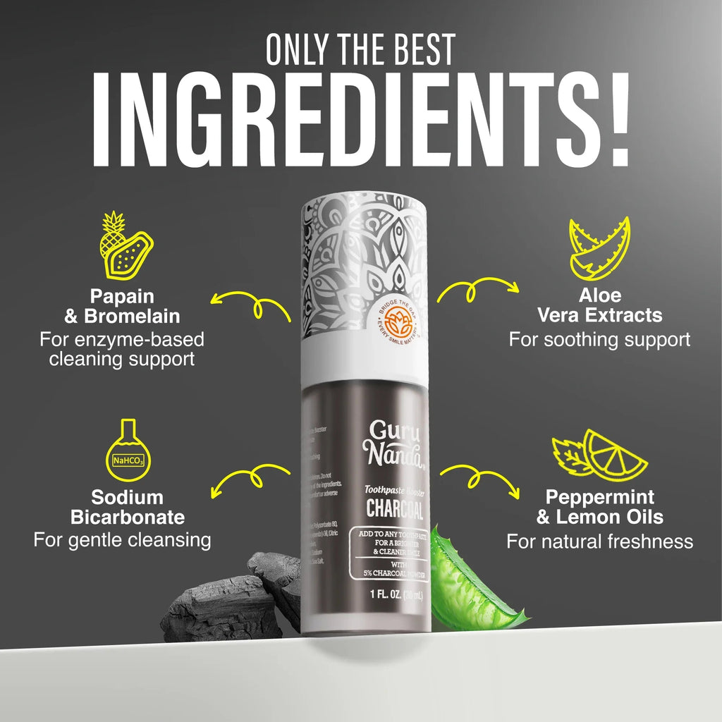 Charcoal Toothpaste Booster with 5% Charcoal Powder ¨C 1 fl oz