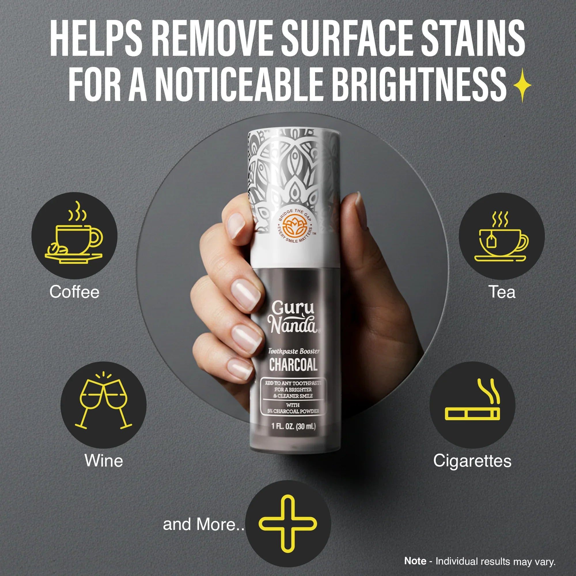 Charcoal Toothpaste Booster with 5% Charcoal Powder ¨C 1 fl oz