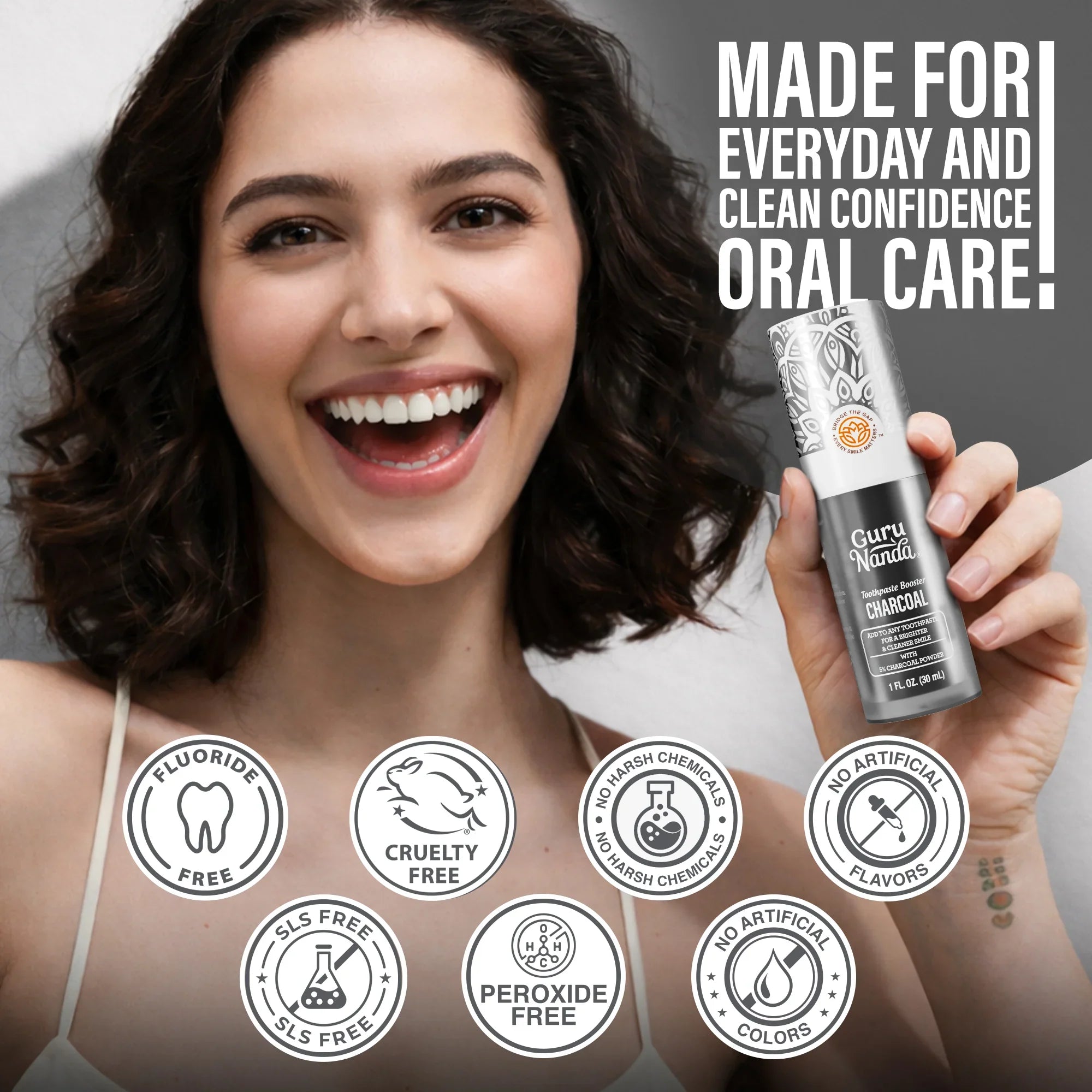 Charcoal Toothpaste Booster with 5% Charcoal Powder ¨C 1 fl oz