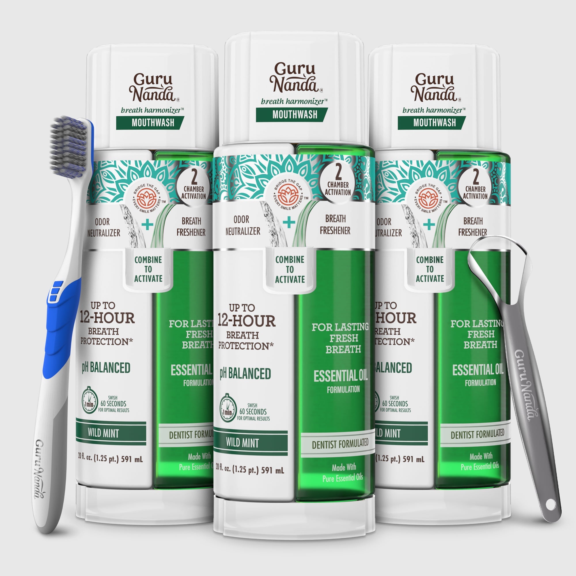 Dual Barrel Breath Harmonizer Mouthwash. Wild Mint