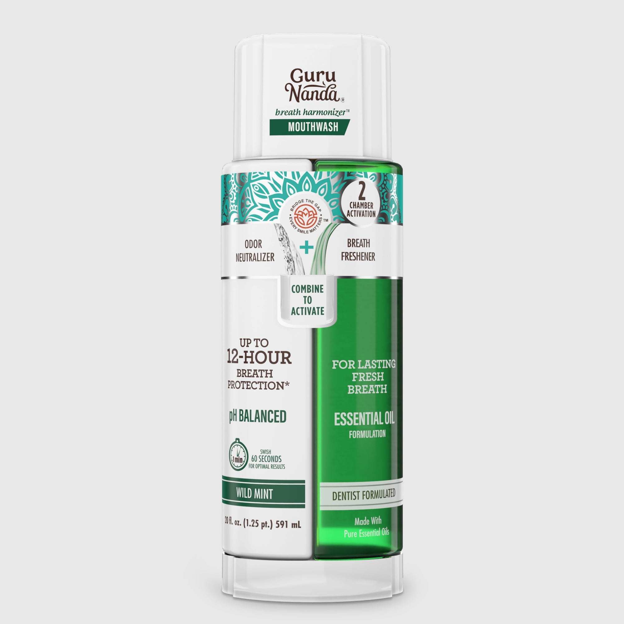 Dual Barrel Breath Harmonizer Mouthwash. Wild Mint