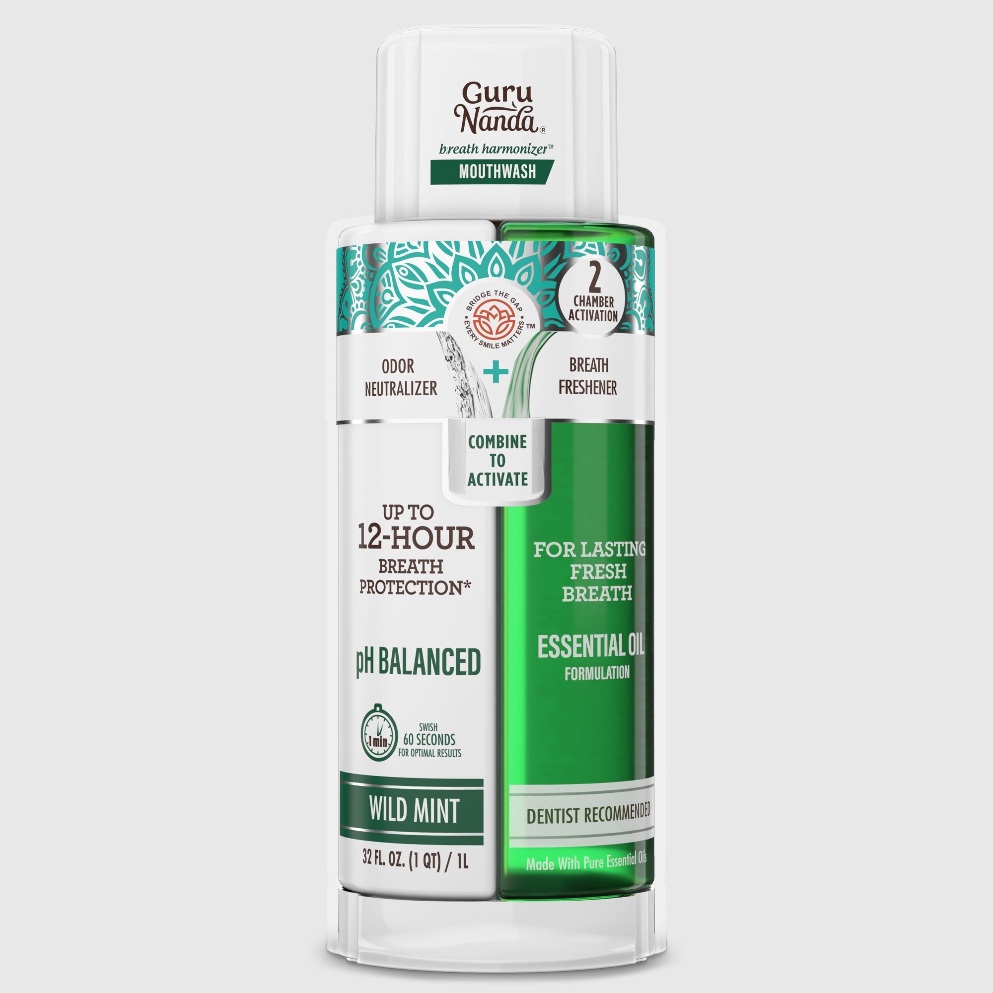 Dual Barrel Breath Harmonizer Mouthwash. Wild Mint