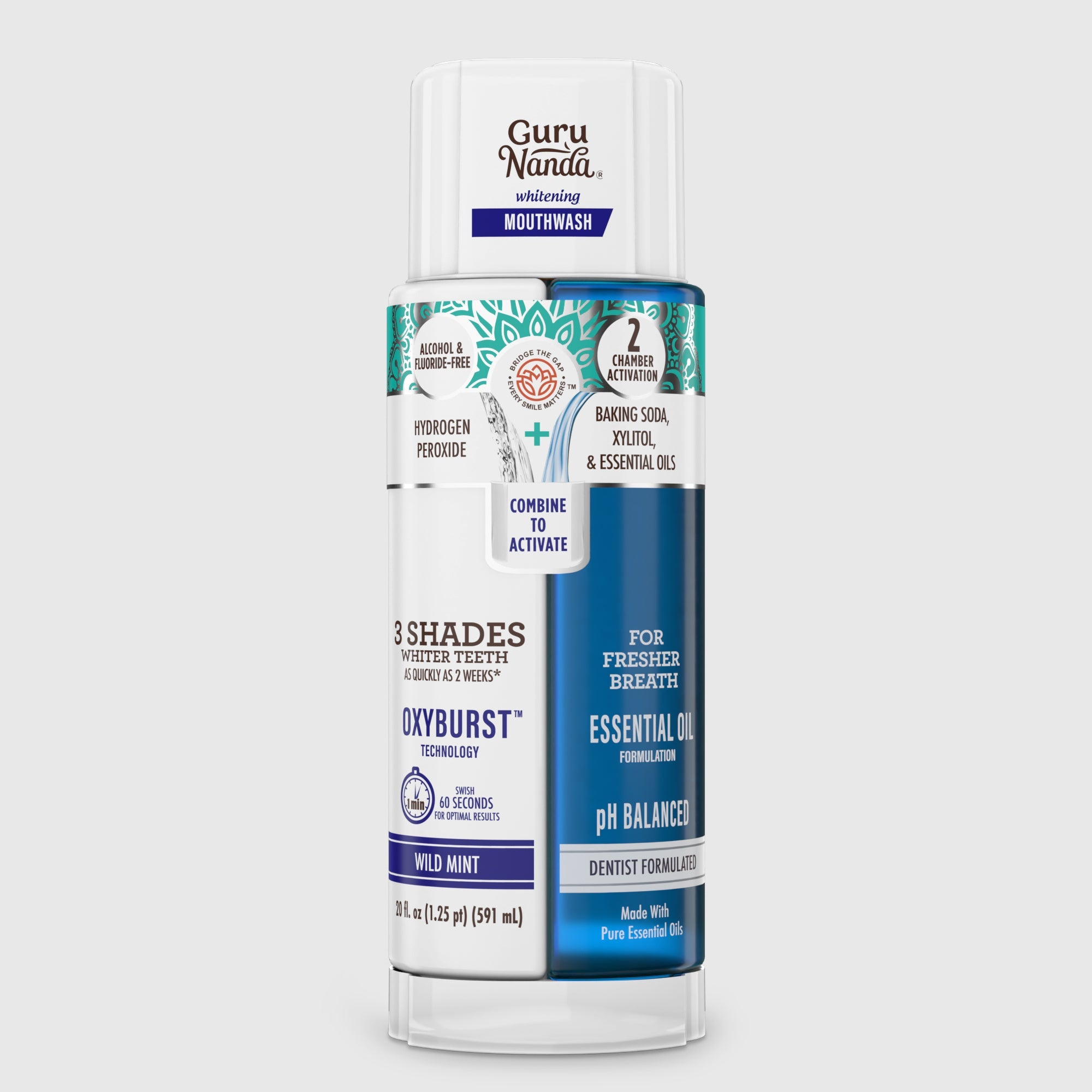 Dual Barrel Oxyburst Whitening Mouthwash. Wild Mint