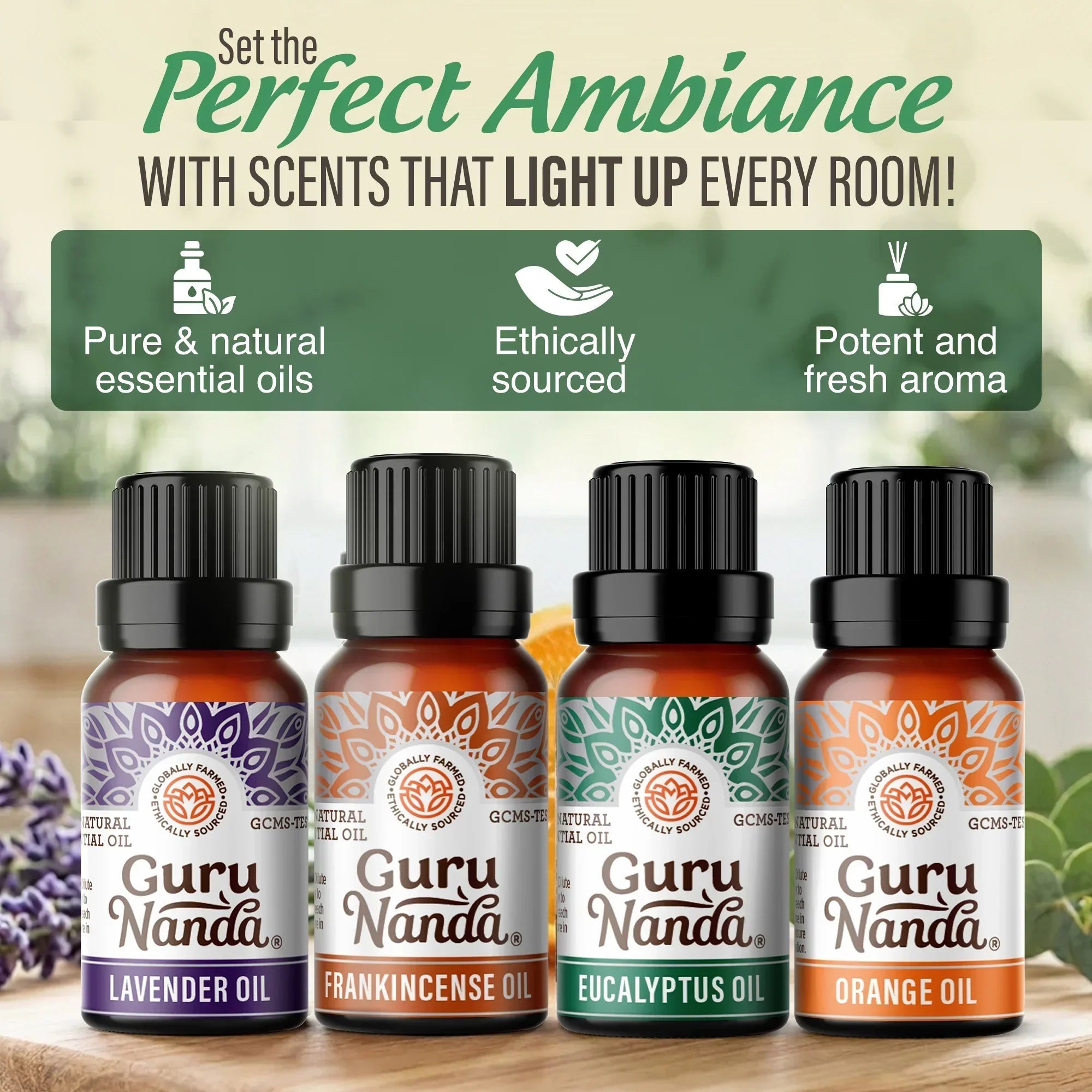 Four Essential Classics Set- Frankincense. Lavender. Eucalyptus. & Orange 4 x 15mL