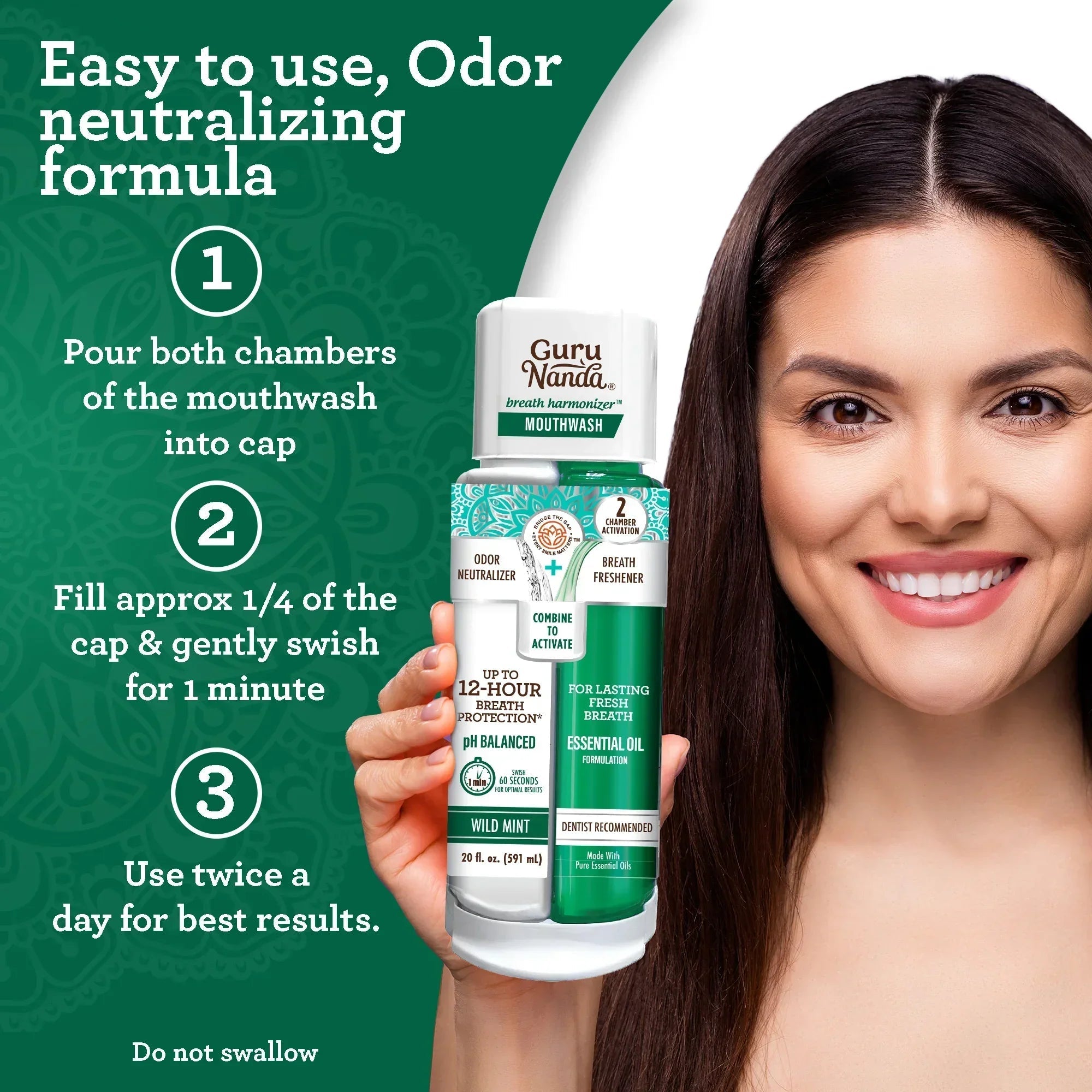 Dual Barrel Breath Harmonizer Mouthwash. Wild Mint
