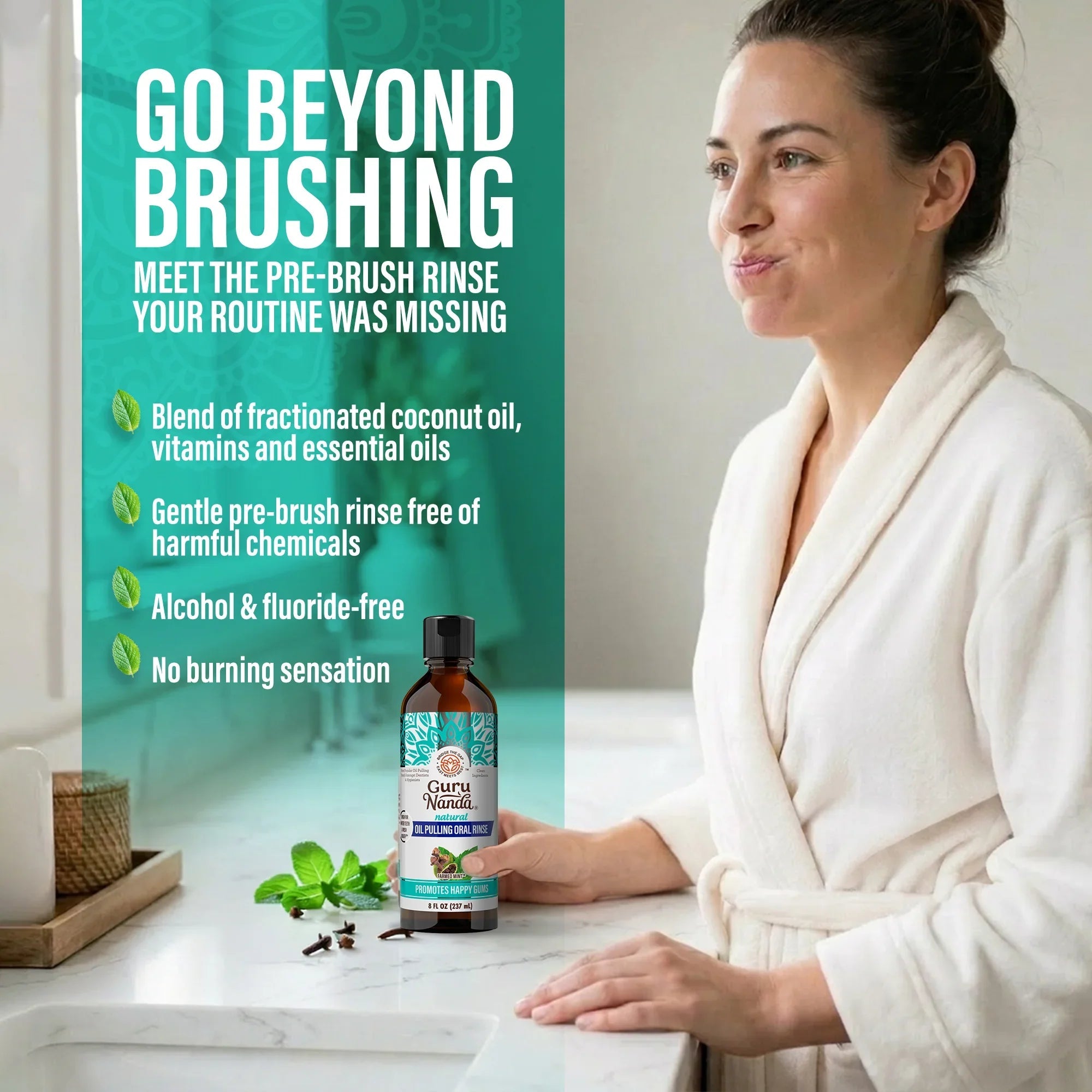 Cocomint Oil Pulling with 7 Essential Oils & Vitamins D3. E & K2