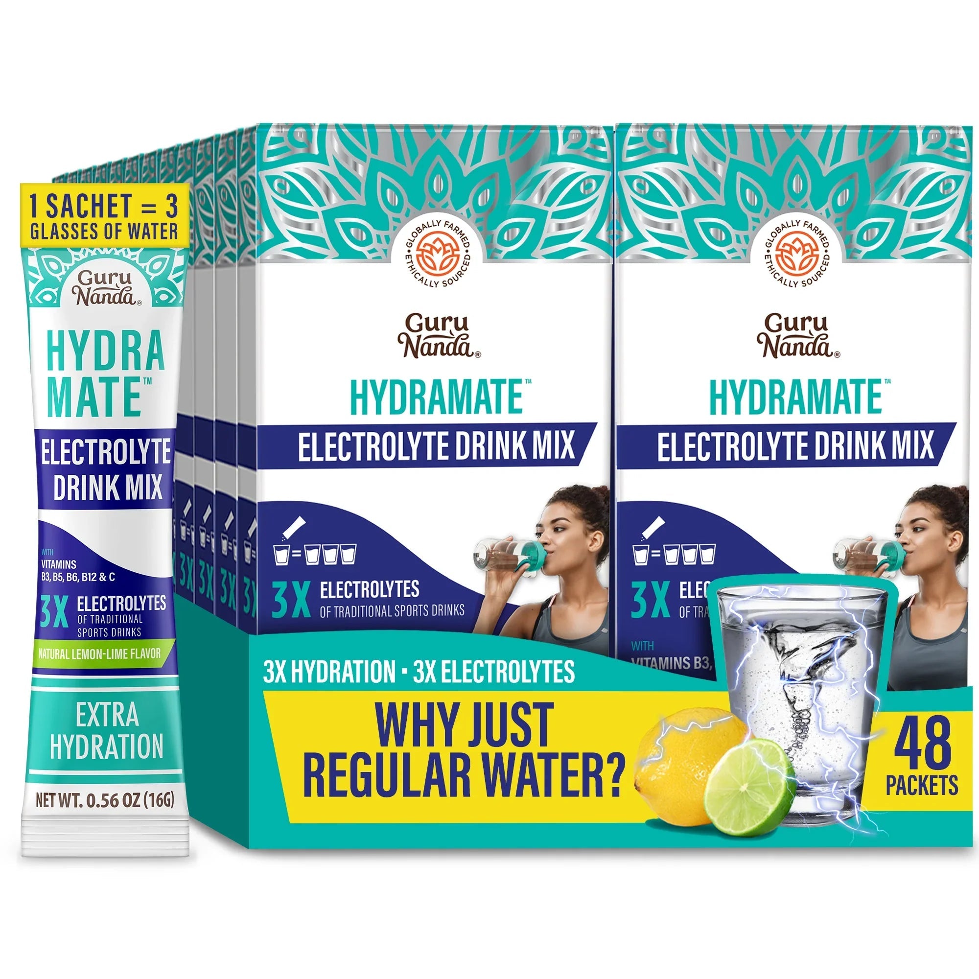 Hydramate Electrolyte Drink Mix. Lemon Lime ¨C 48 Count