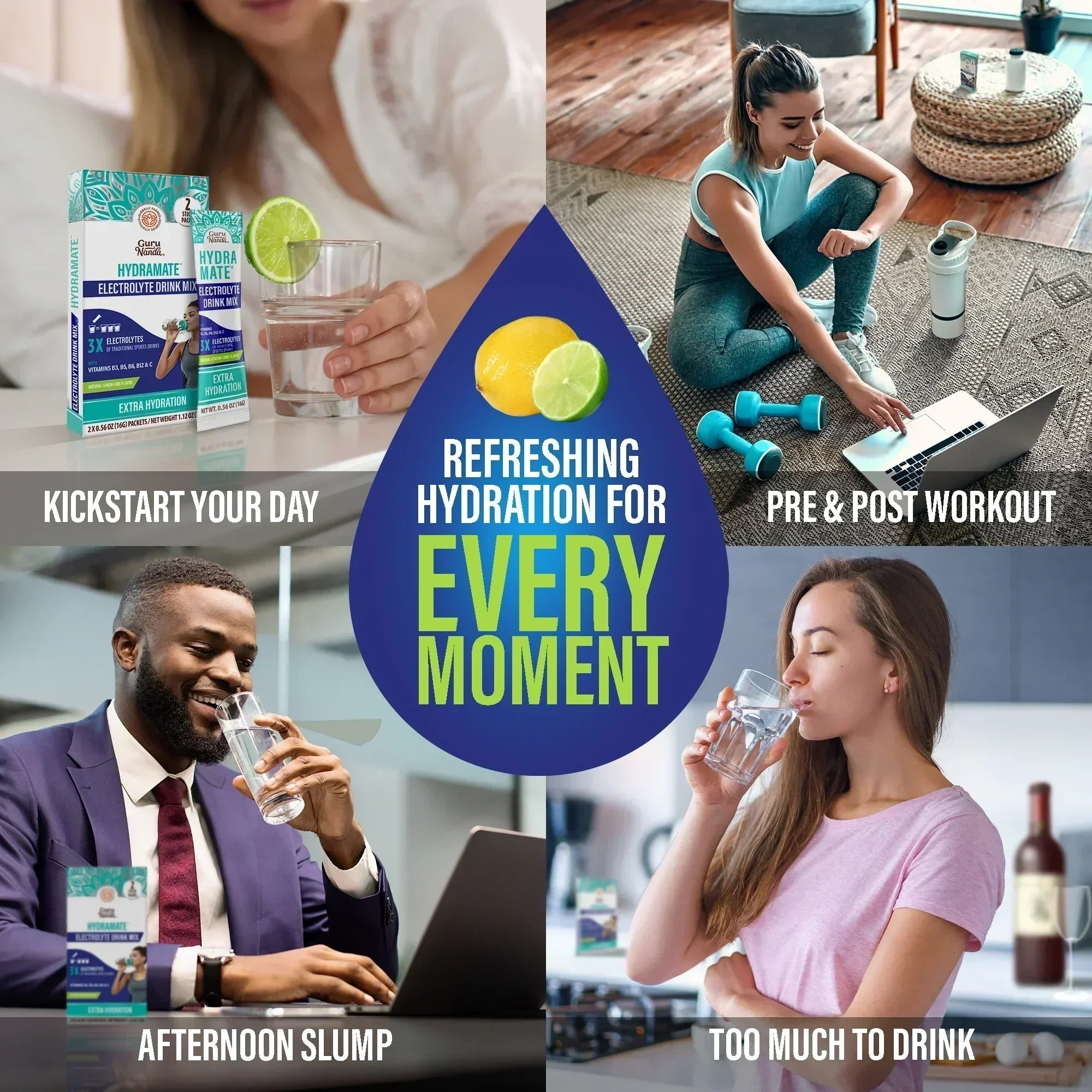 Hydramate Electrolyte Drink Mix. Lemon Lime ¨C 2-Pack