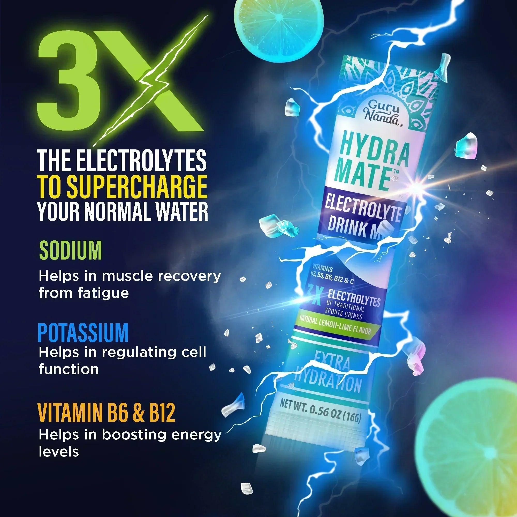 Hydramate Electrolyte Drink Mix. Lemon Lime ¨C 48 Count