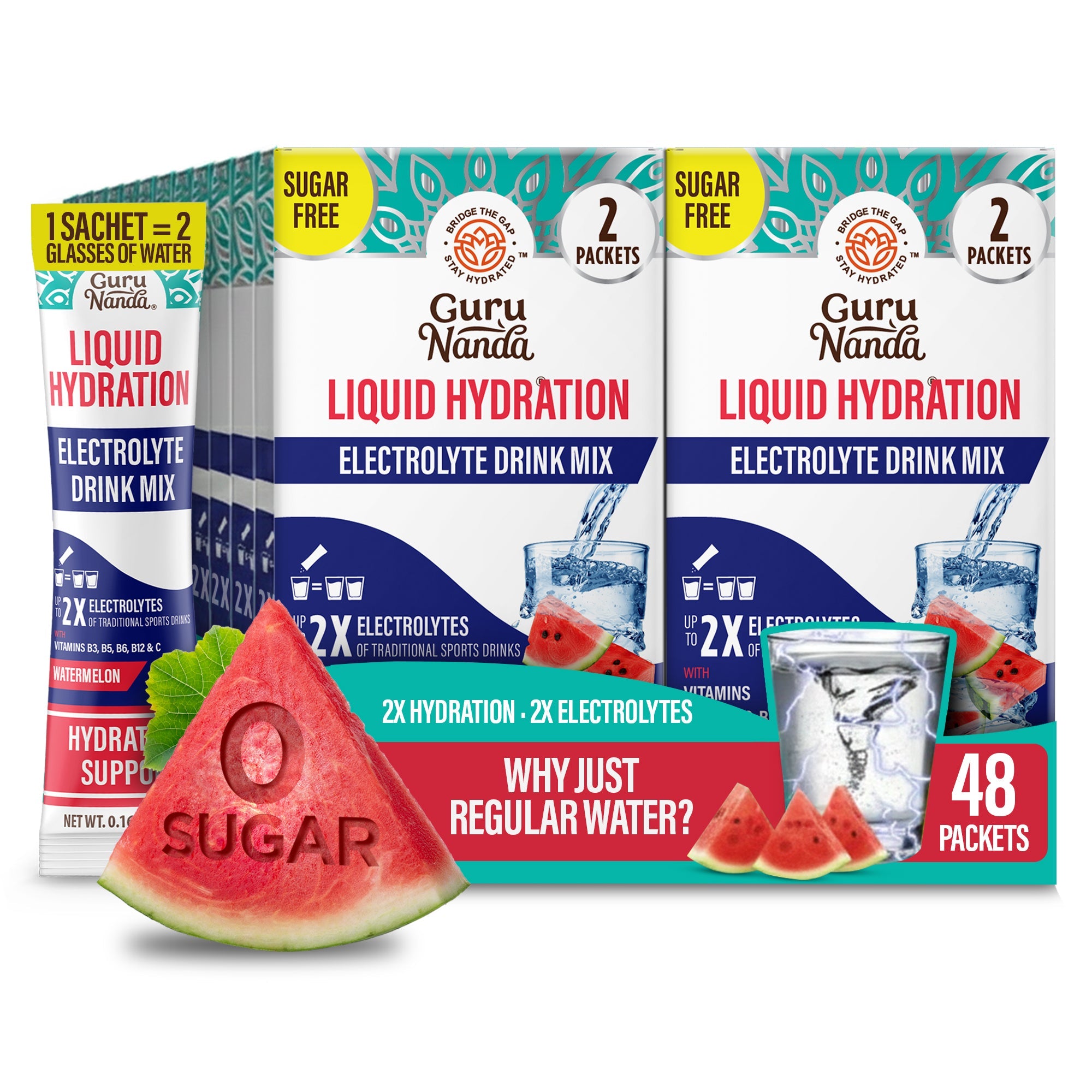 Liquid Hydration Electrolyte Drink Mix. Watermelon - 48 Count