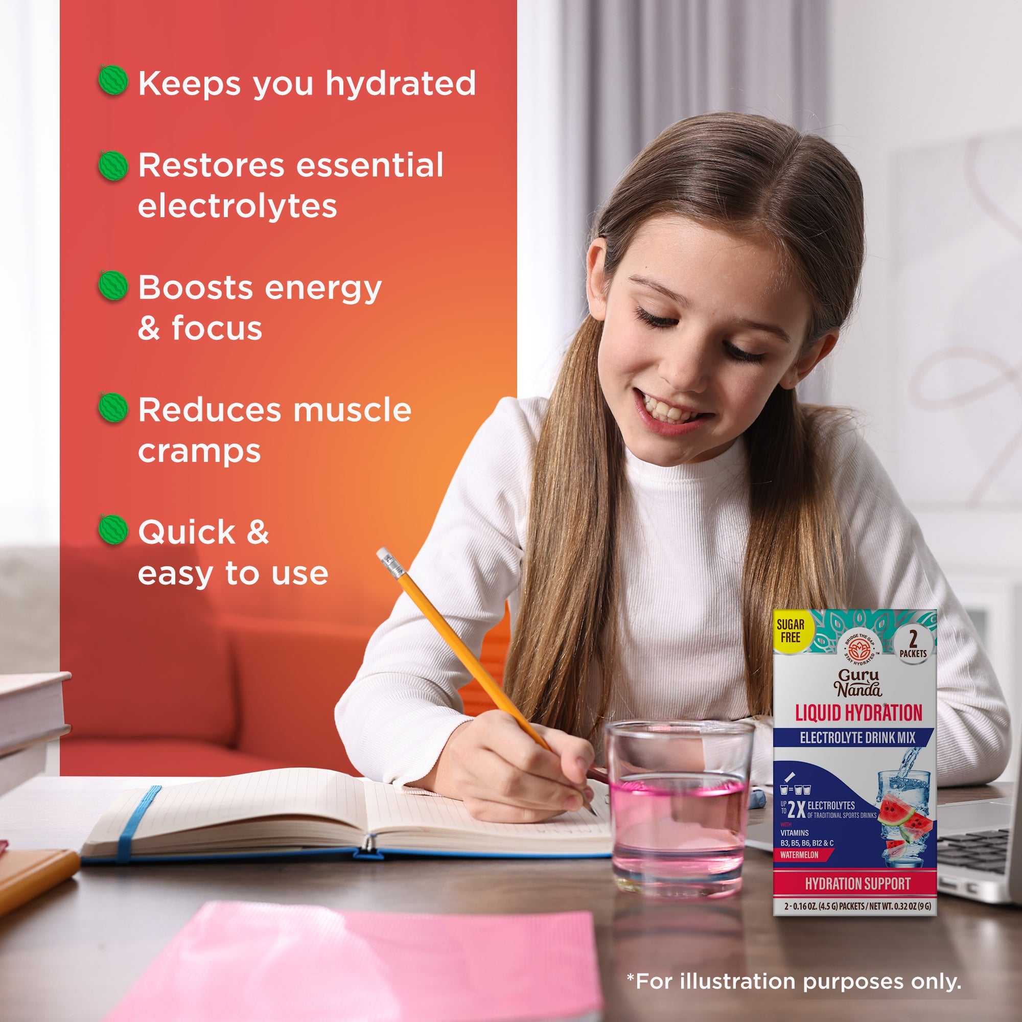 Liquid Hydration Electrolyte Drink Mix. Watermelon - 48 Count