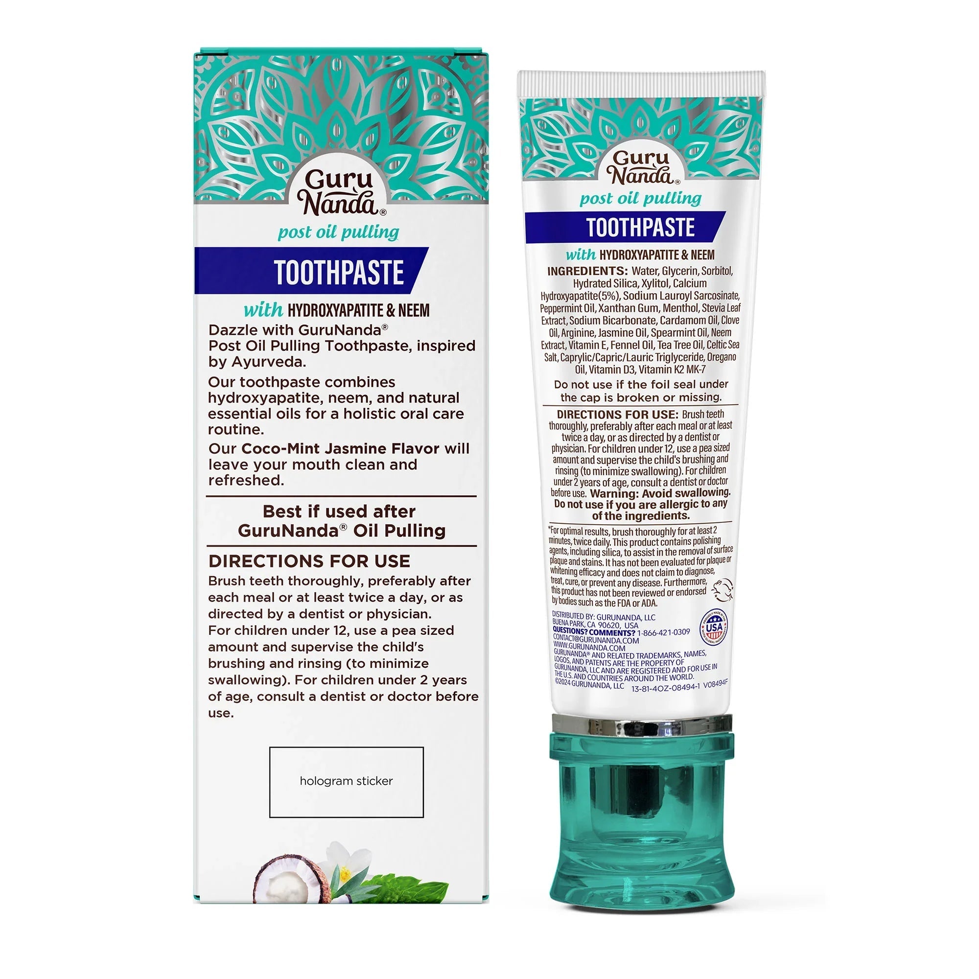 Hydroxyapatite & Neem Whitening Toothpaste. Fluoride Free ¨C 4.2 oz