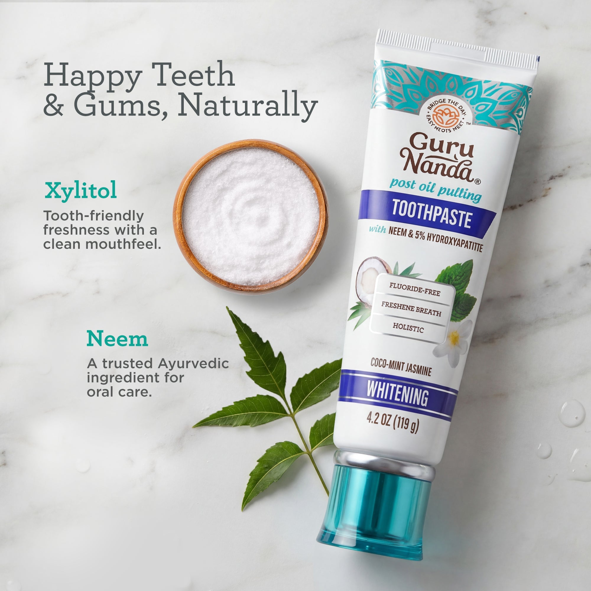 Hydroxyapatite & Neem Whitening Toothpaste. Fluoride Free ¨C 4.2 oz