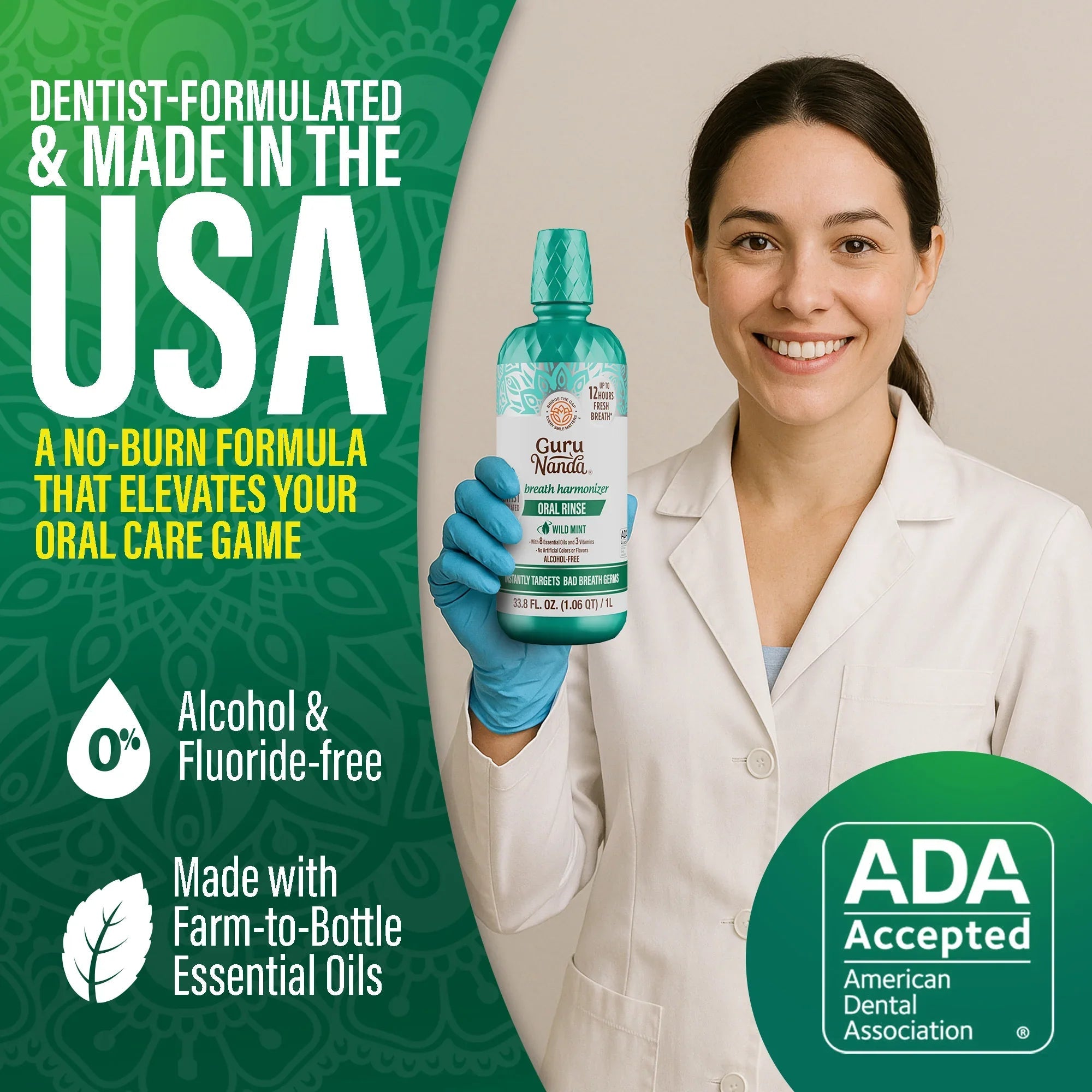 Fresh Breath Harmonizer Oral Rinse. Wild Mint