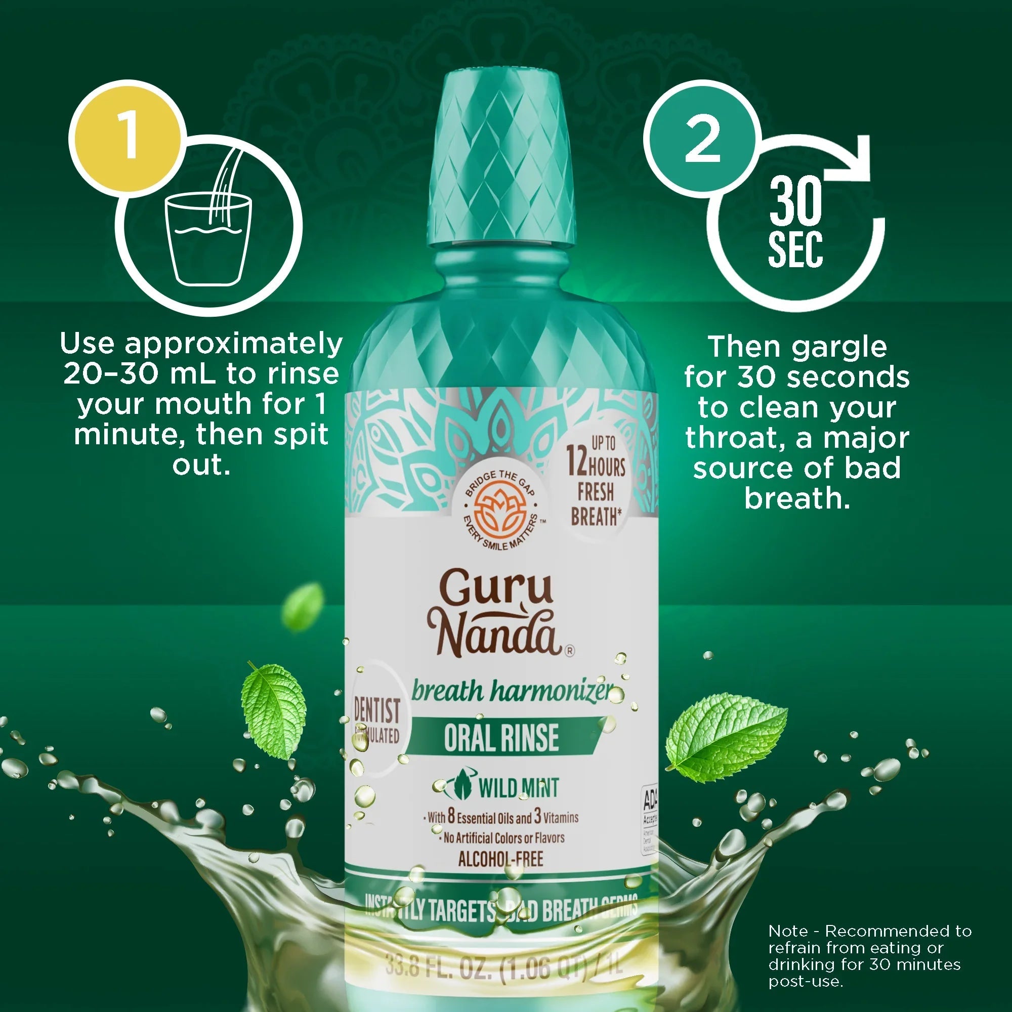 Fresh Breath Harmonizer Oral Rinse. Wild Mint