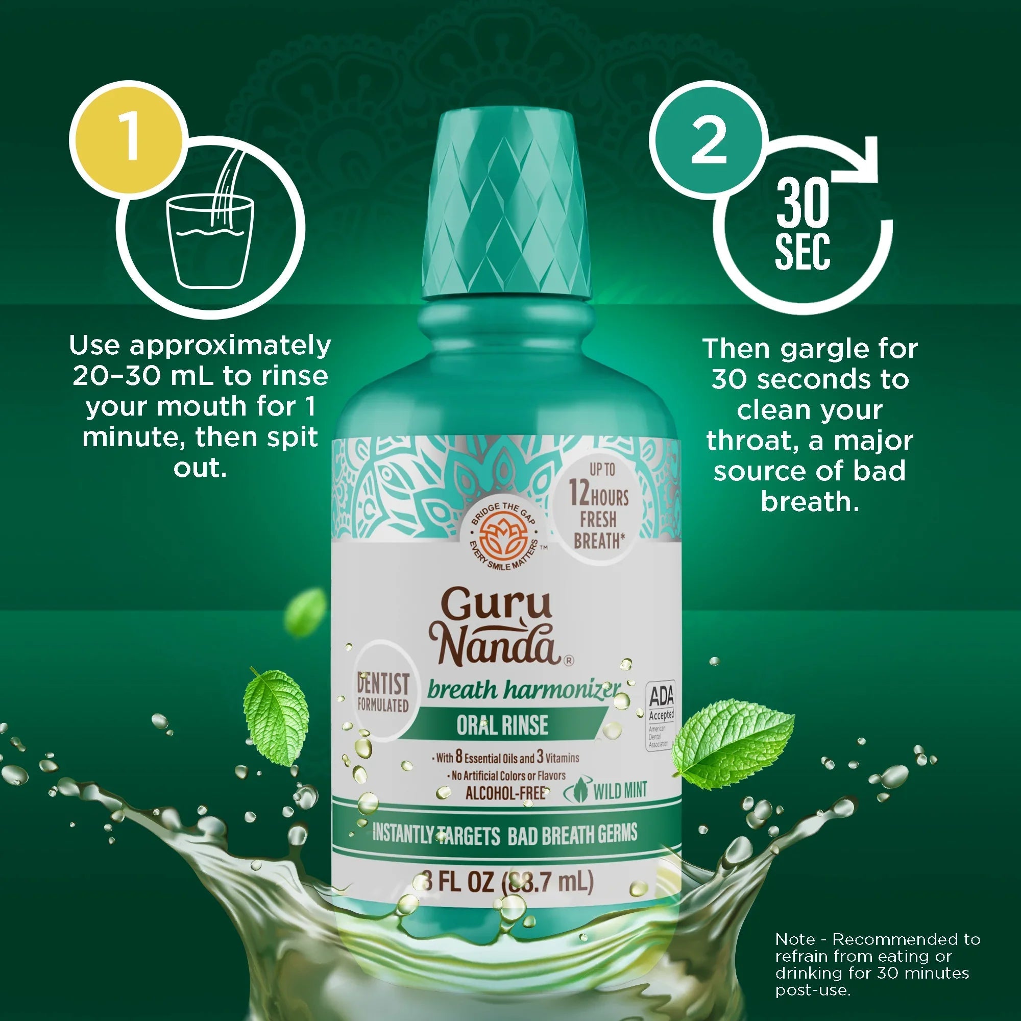 Fresh Breath Harmonizer Oral Rinse. Wild Mint