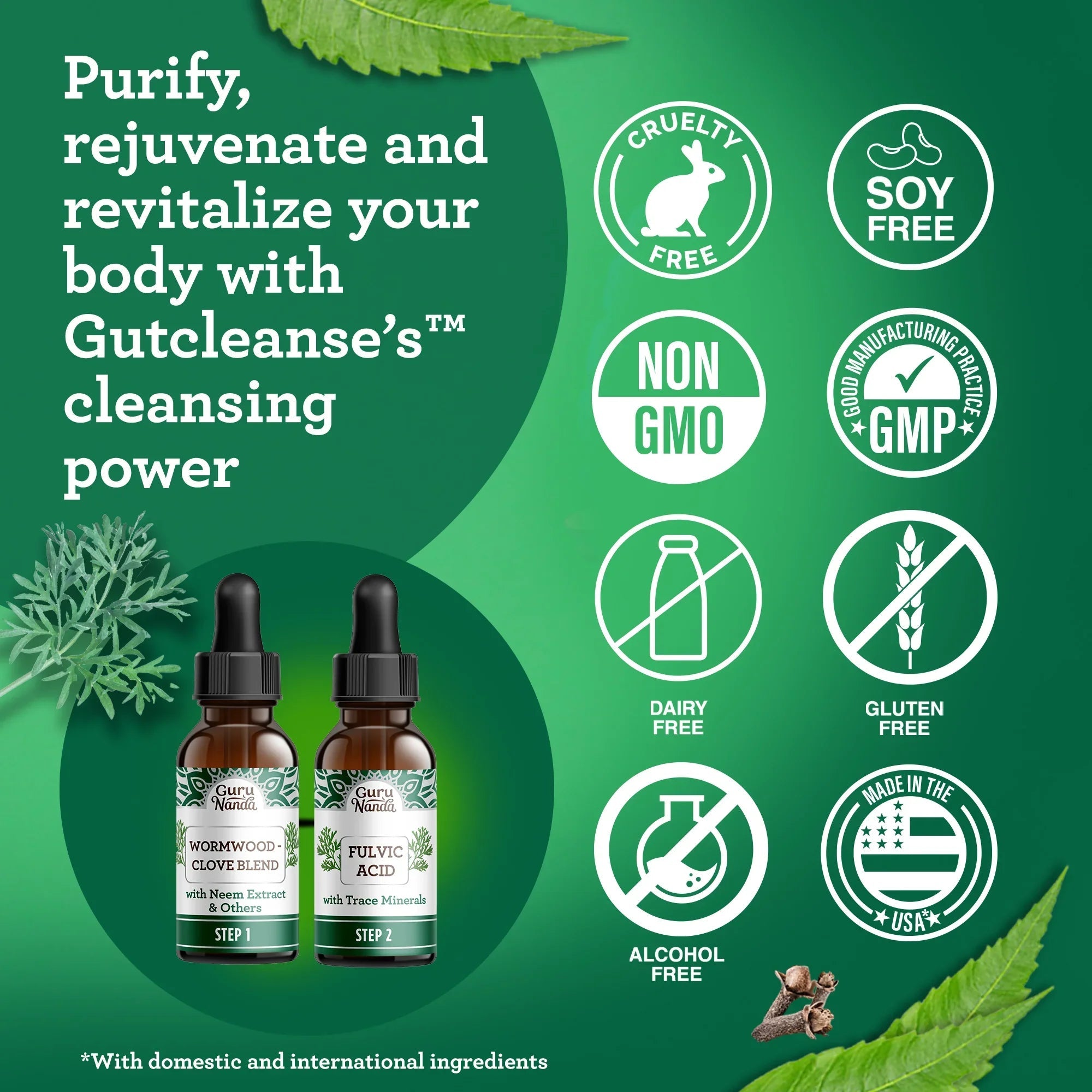 Gutcleanse With Wormwood. Clove & Fulvic Acid ¡ª 2-Step Supplement