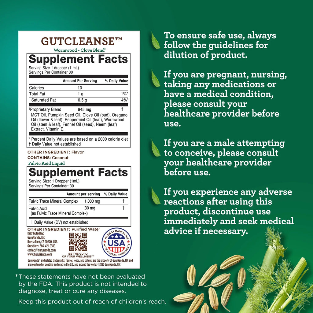 Gutcleanse With Wormwood. Clove & Fulvic Acid ¡ª 2-Step Supplement