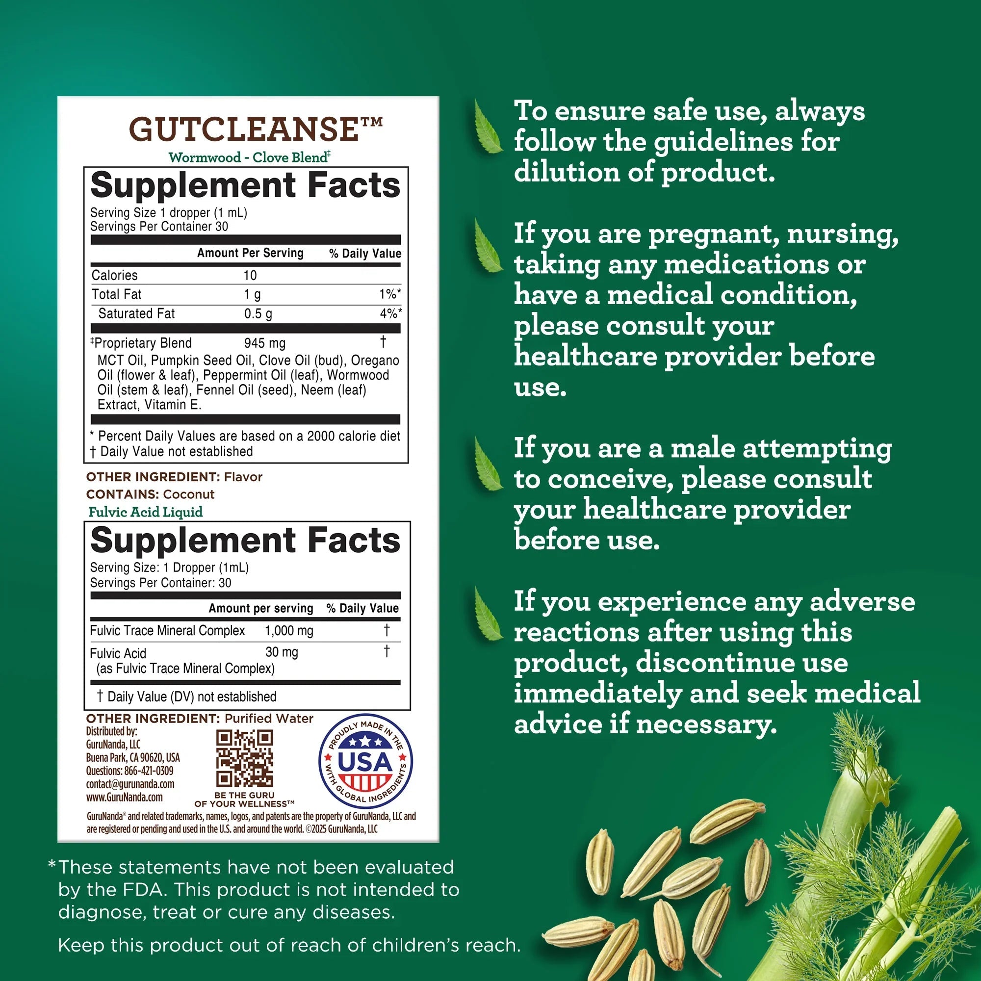 Gutcleanse With Wormwood. Clove & Fulvic Acid ¡ª 2-Step Supplement