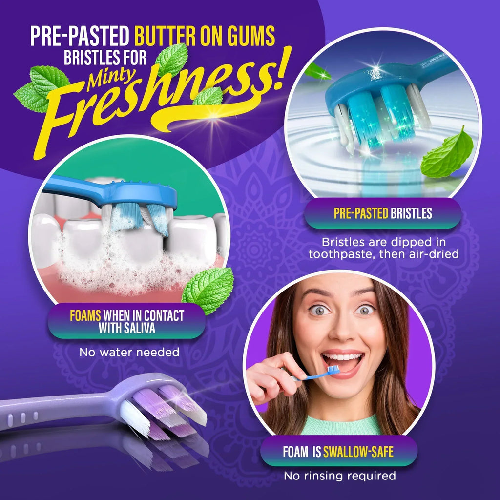 6-in-1 Ready to Go Butter on Gums Pre-Pasted Toothbrushes 2.0 ¨C 60 Count