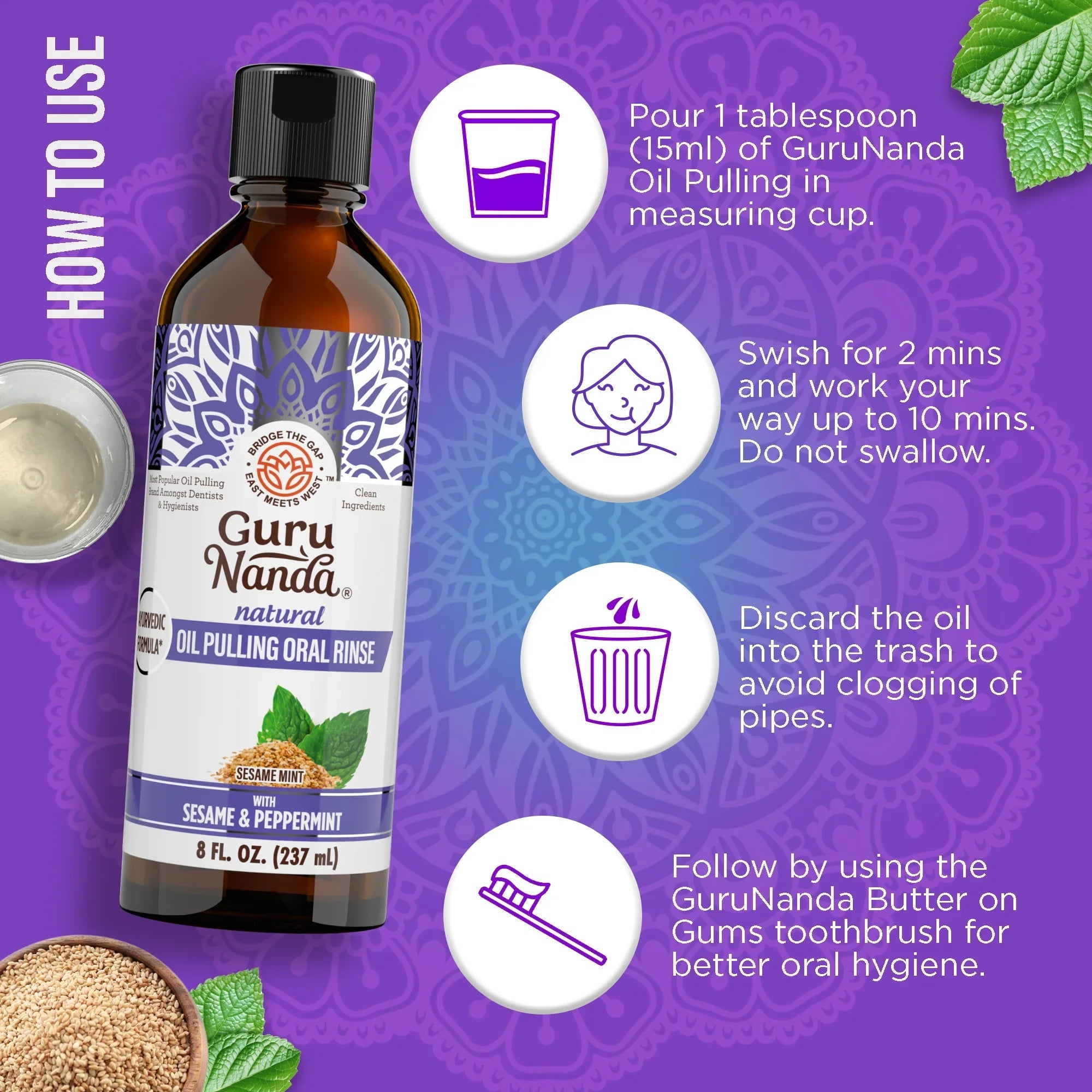 Sesame & Peppermint Oil Pulling ¨C 8 fl. oz.