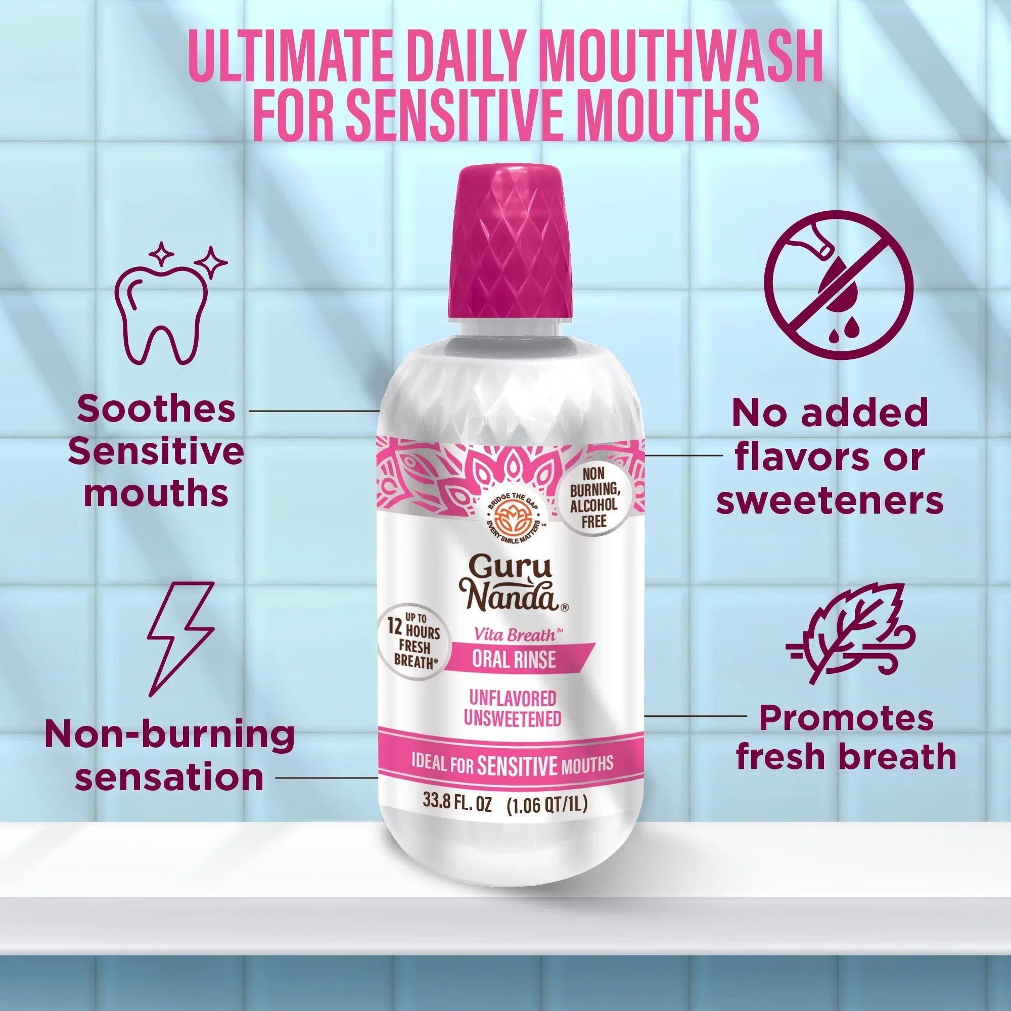 Unflavored & Unsweetened Fresh Breath Oral Rinse ¨C 1L