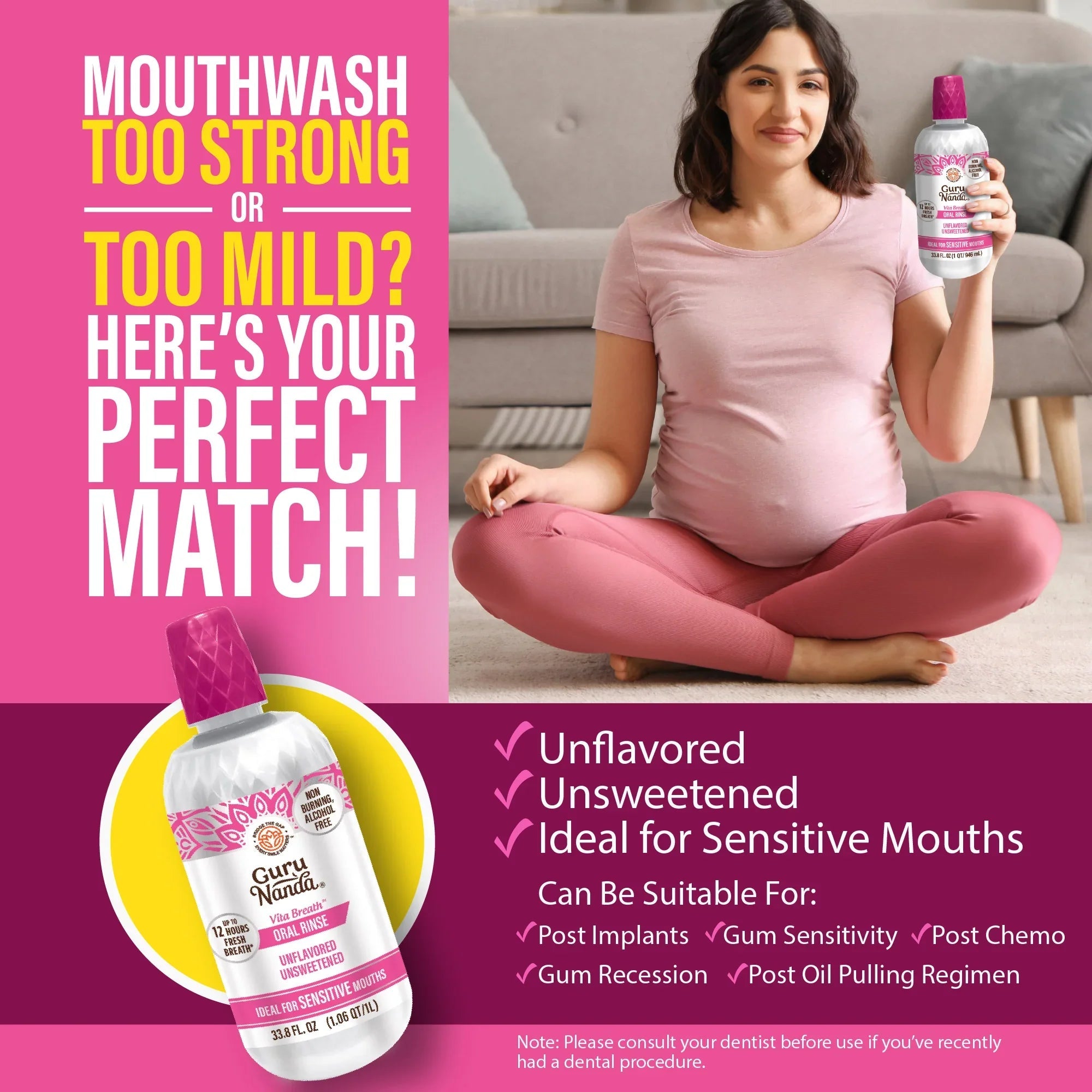 Unflavored & Unsweetened Fresh Breath Oral Rinse ¨C 1L
