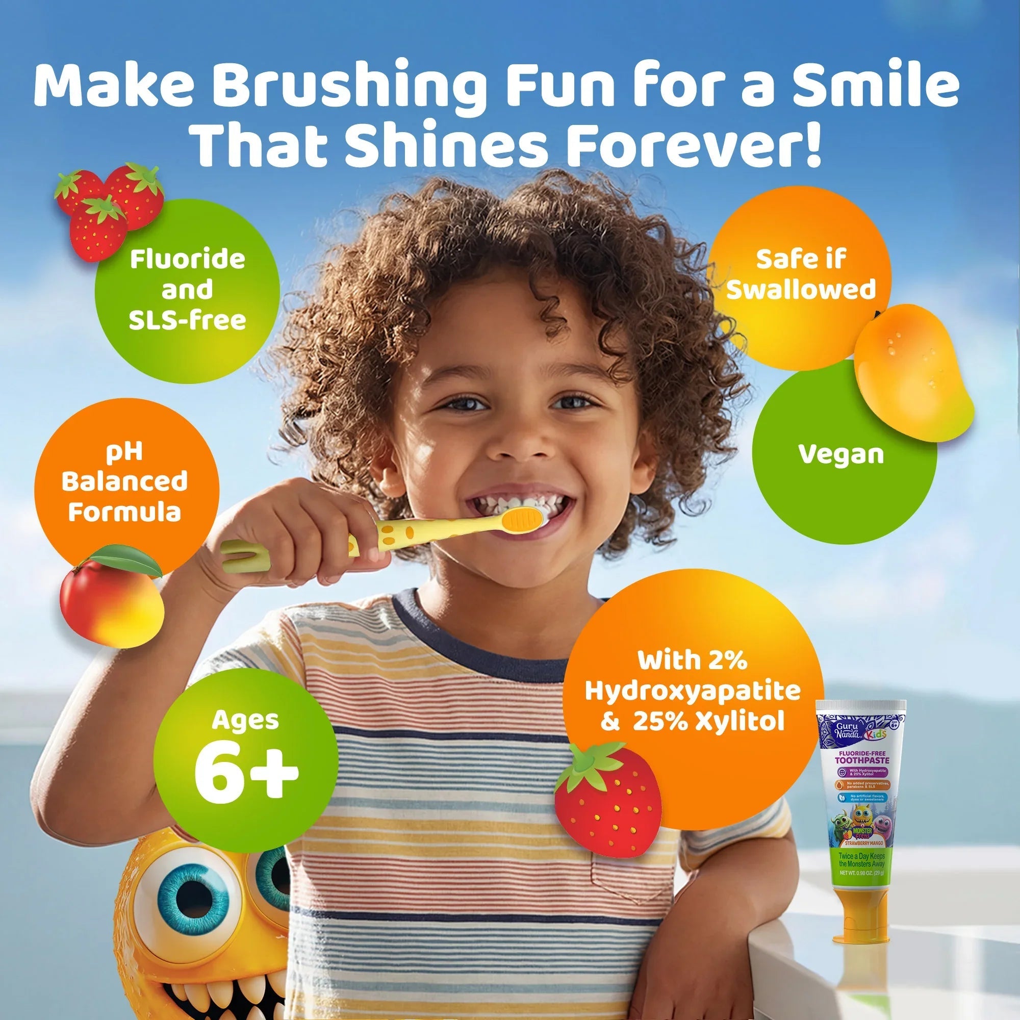Kids Toothpaste with Xylitol & Hydroxyapatite. Strawberry Mango ¨C 0.98 oz