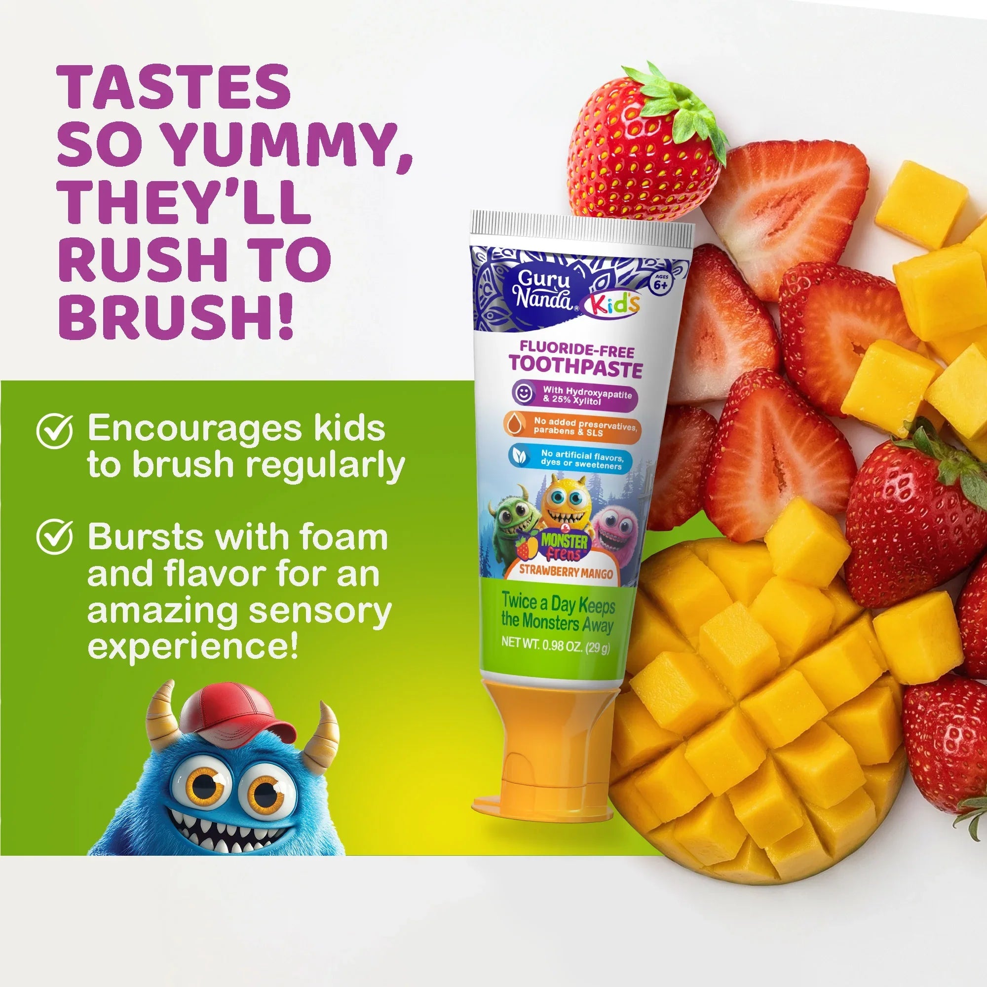 Kids Toothpaste with Xylitol & Hydroxyapatite. Strawberry Mango ¨C 0.98 oz