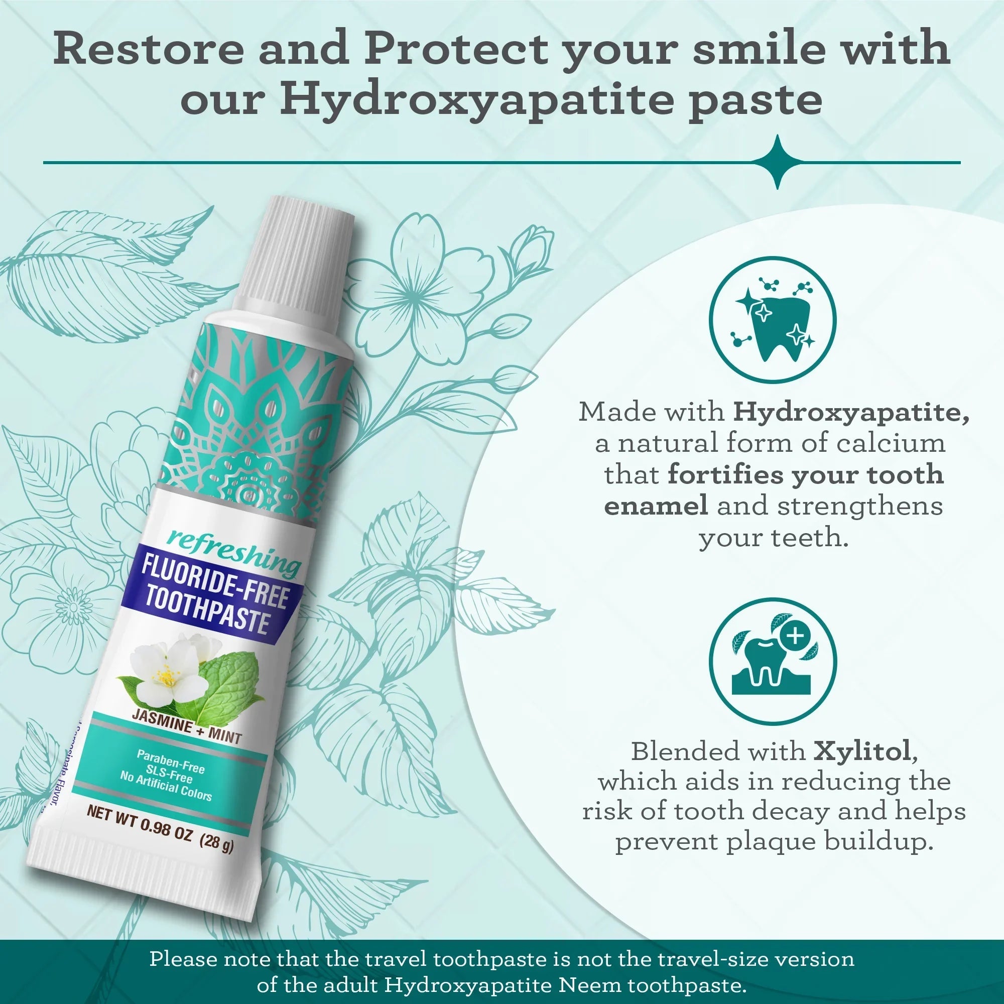 Travel Kit ¨C Folding Toothbrush & Hydroxyapatite Toothpaste. Jasmine Mint ¨C 0.98 oz