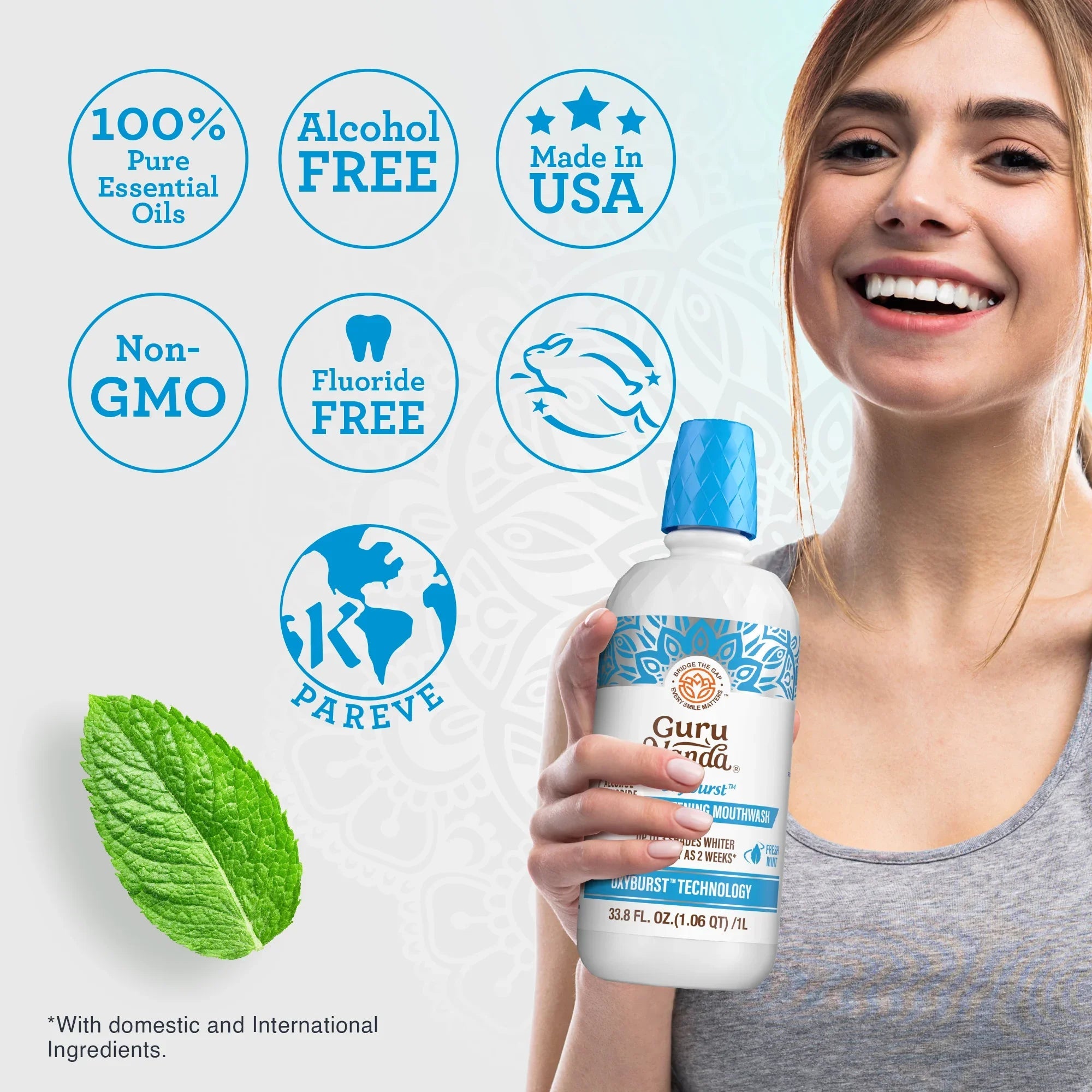 Oxyburst Whitening Oral Rinse. Fresh Mint