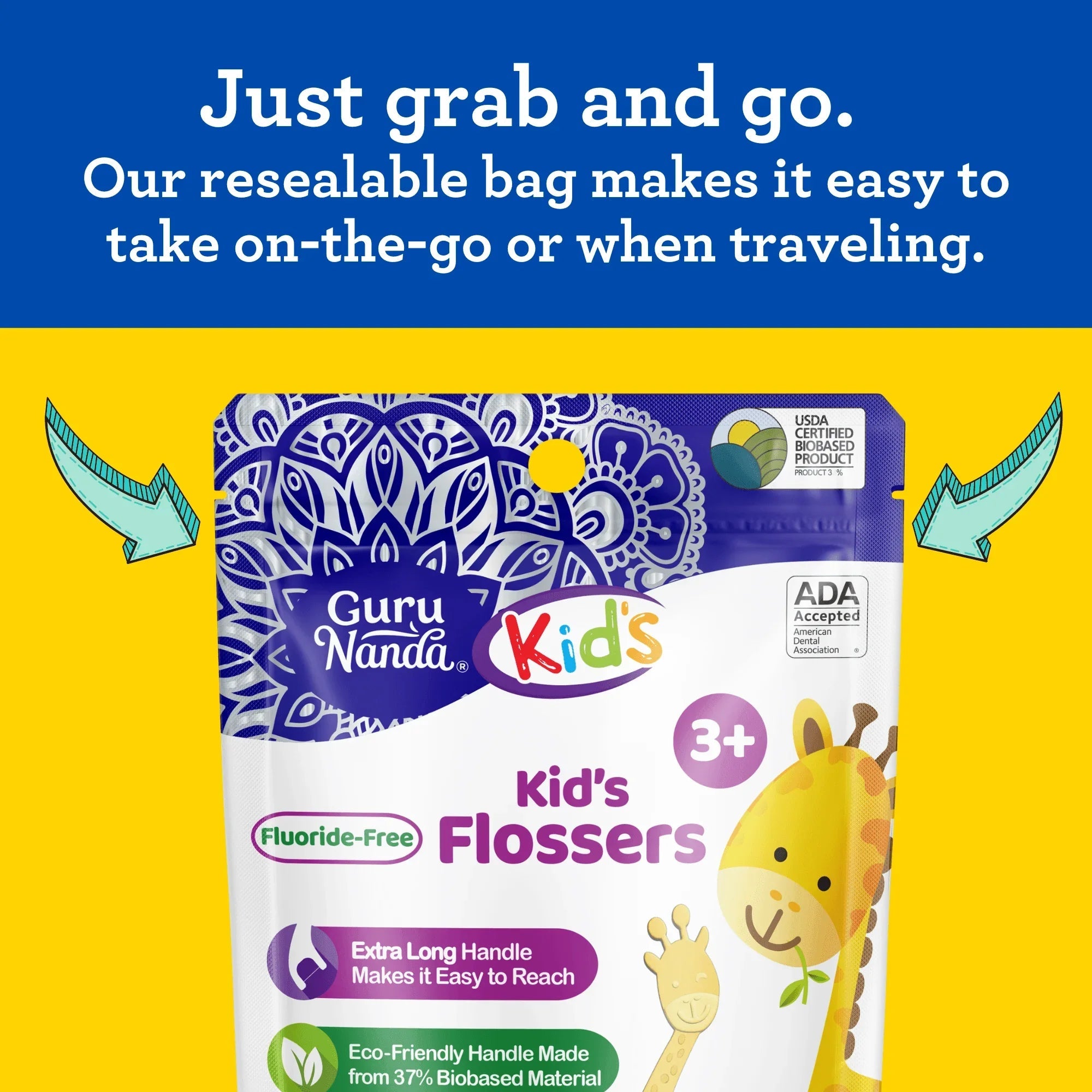 Kids' Giraffe Shaped Flossers. Fluoride-Free