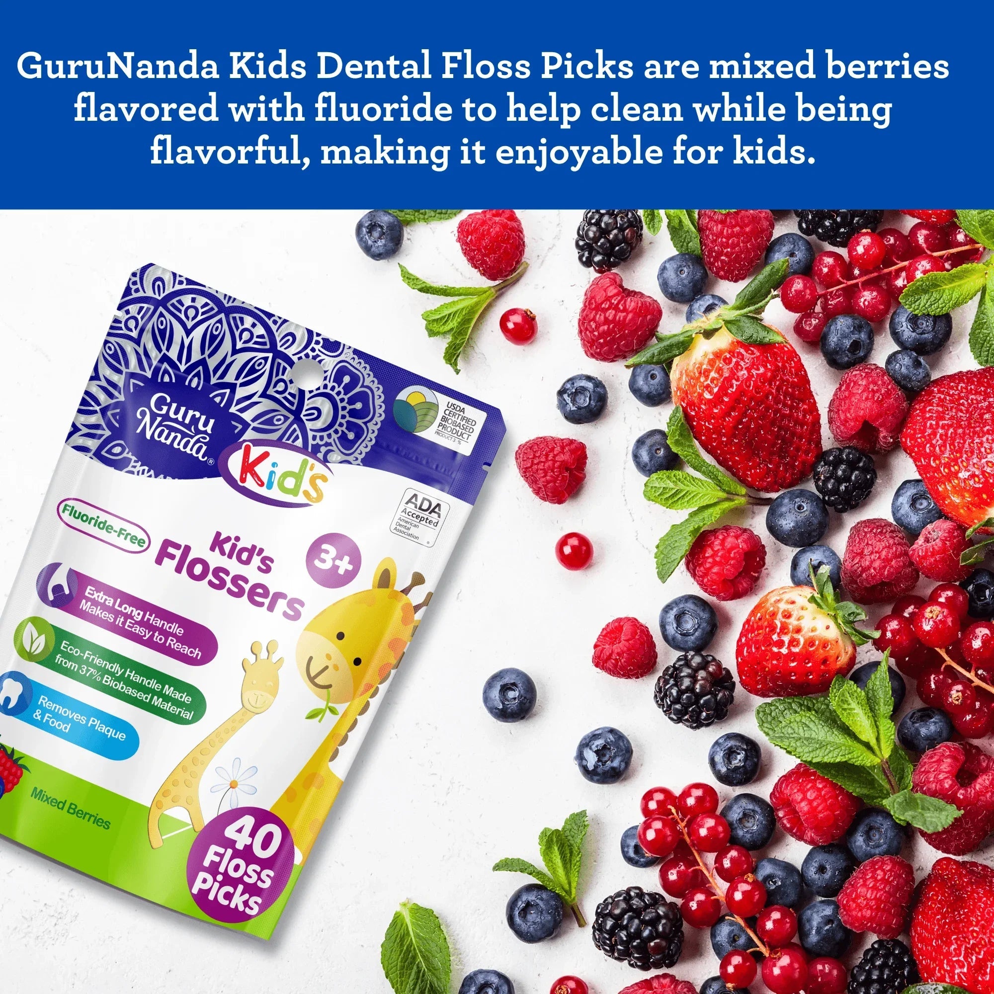 Kids' Giraffe Shaped Flossers. Fluoride-Free