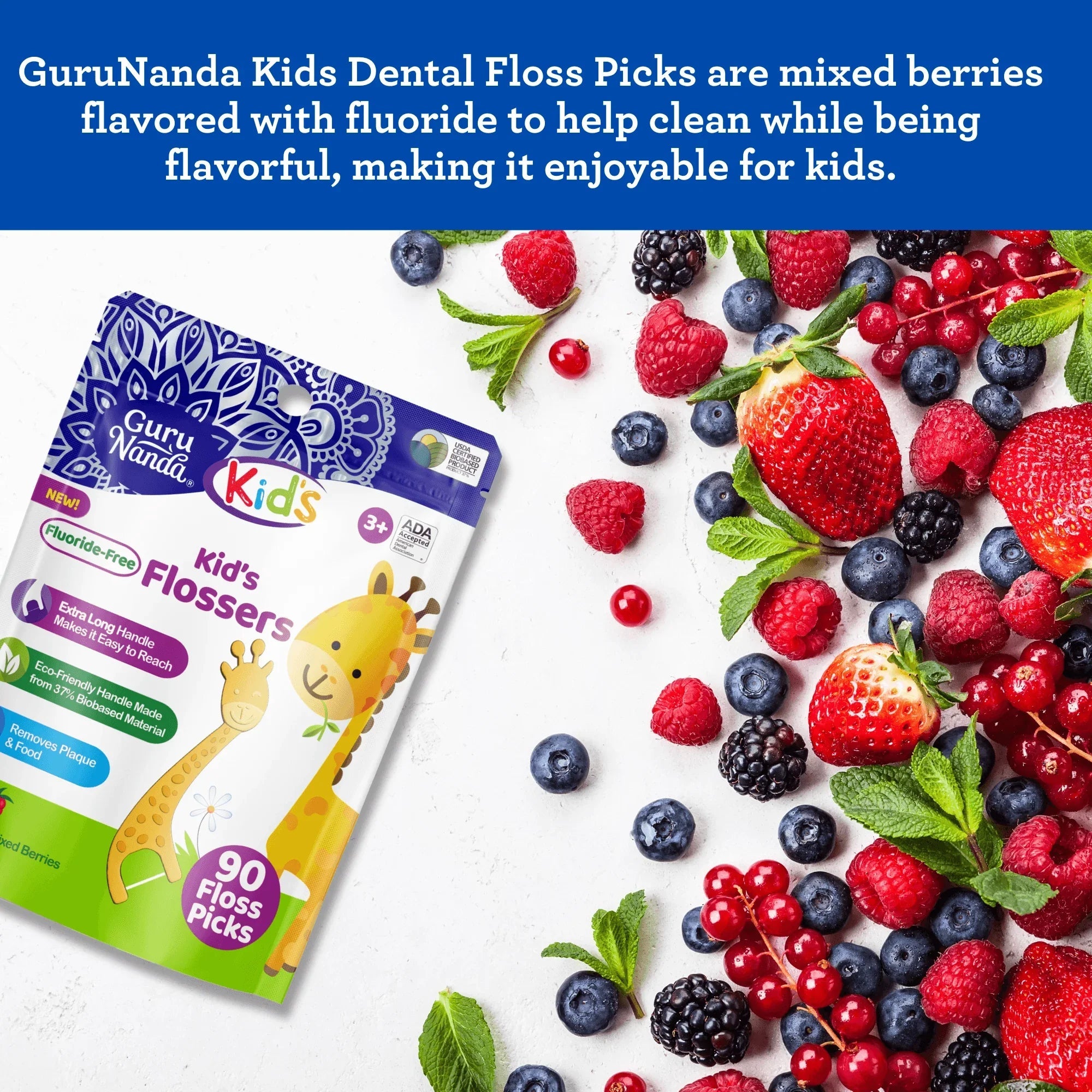 Kids' Giraffe Shaped Flossers. Fluoride-Free