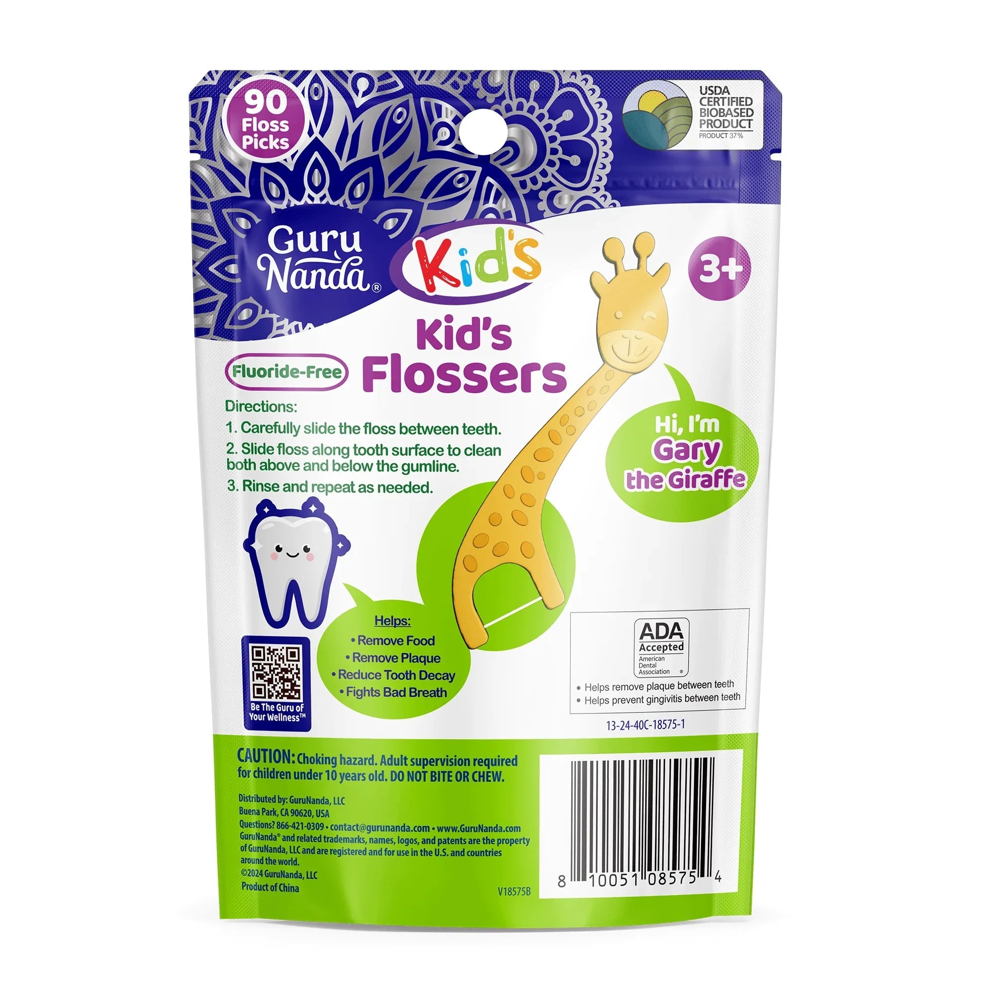 Kids' Giraffe Shaped Flossers. Fluoride-Free
