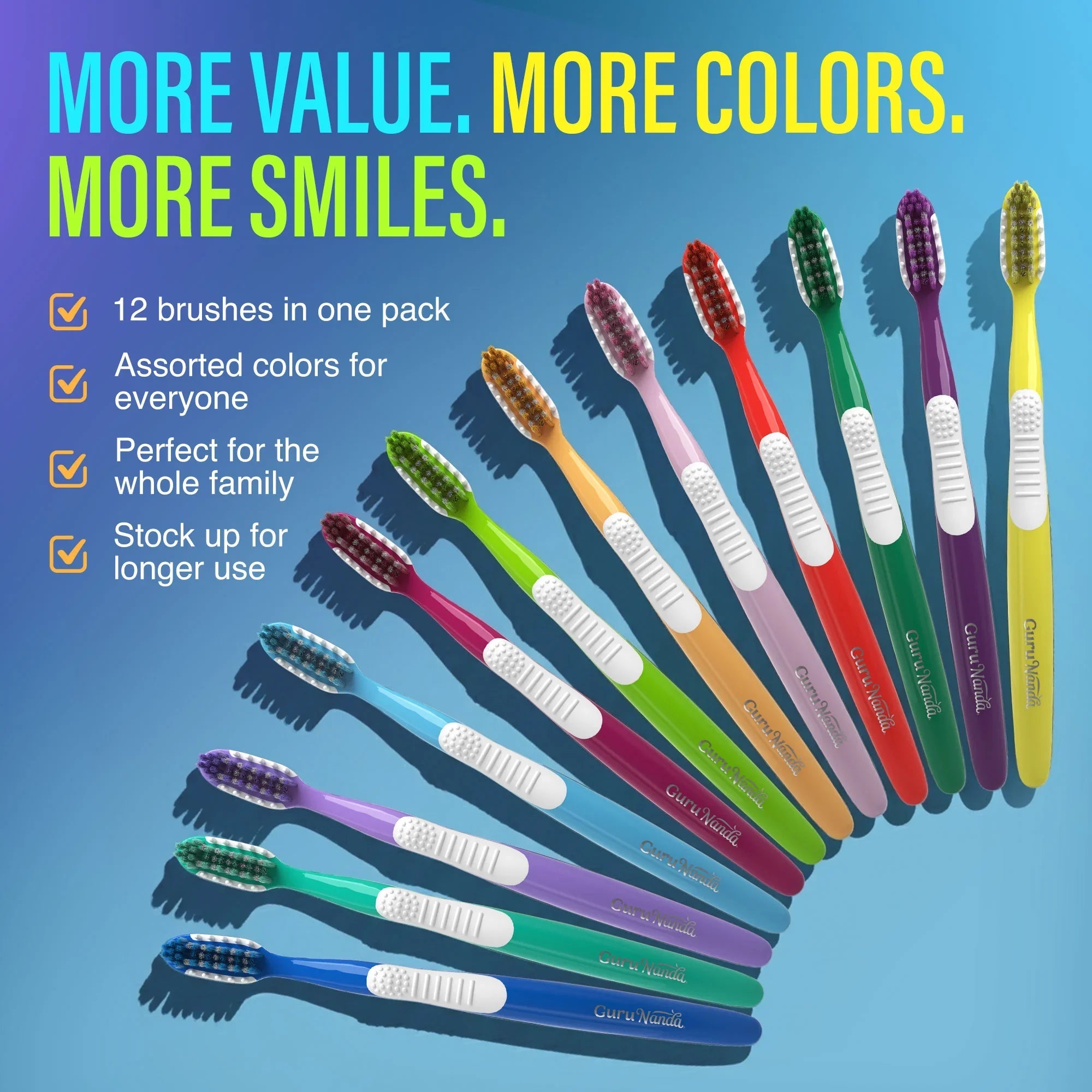 Multi-Action Toothbrush with Tongue Cleaner ¨C 12 Pack