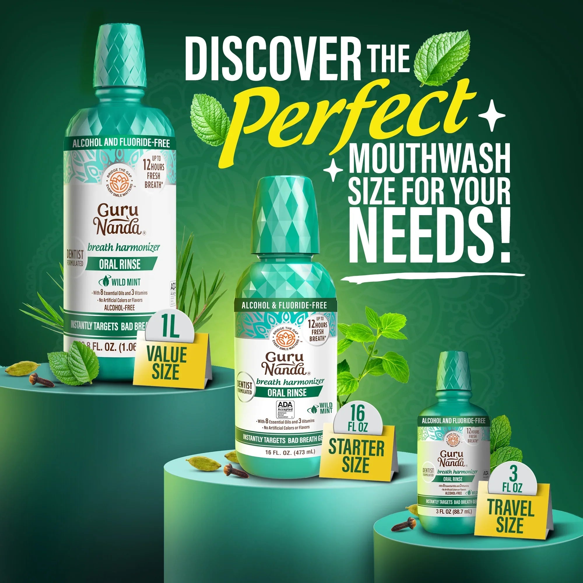 Fresh Breath Harmonizer Oral Rinse. Wild Mint