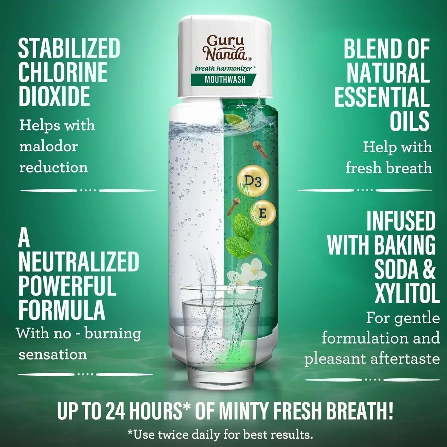 Dual Barrel Breath Harmonizer Mouthwash. Wild Mint