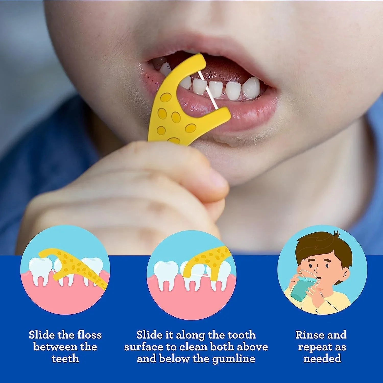 Kids' Giraffe Shaped Flossers. Fluoride-Free